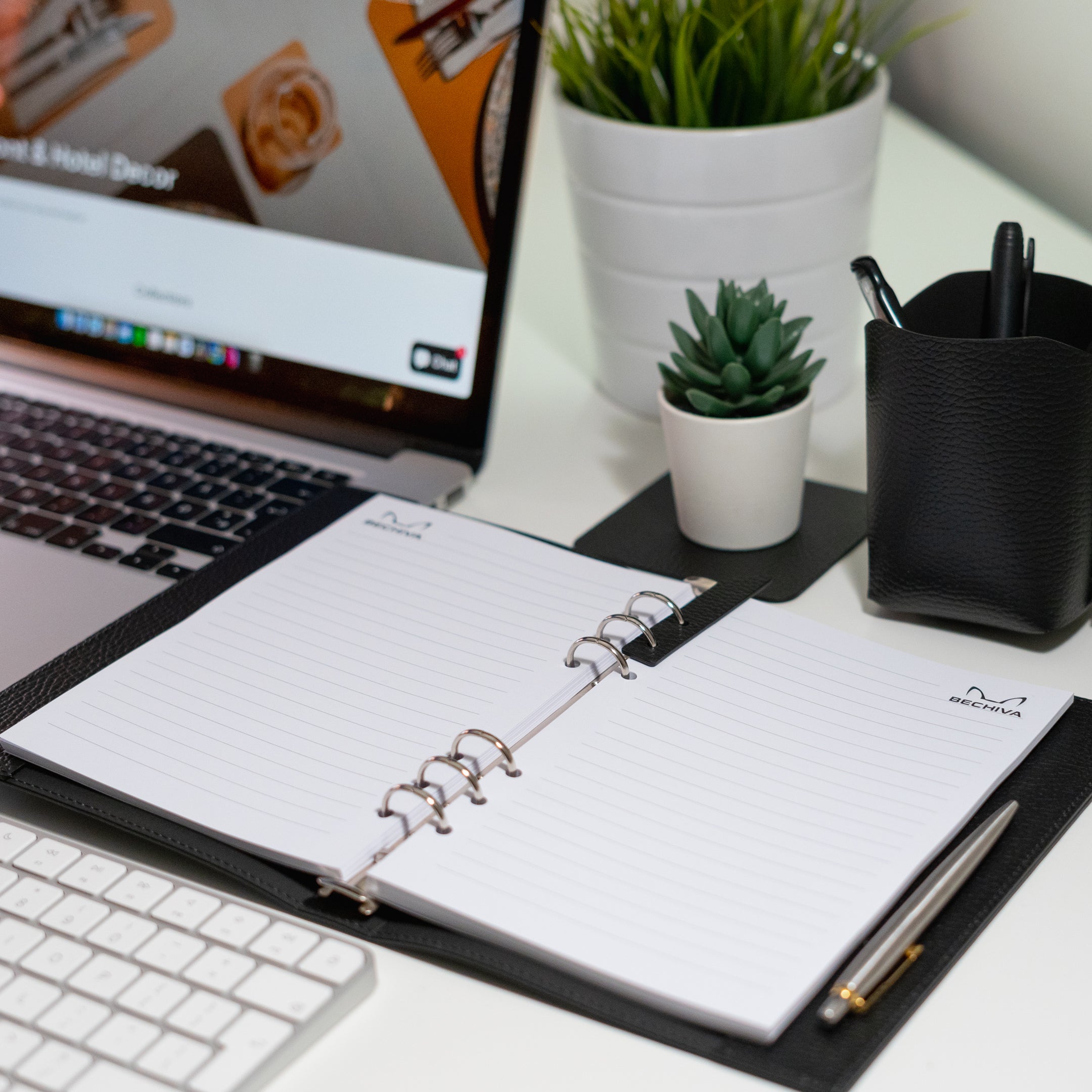 A5 Recycled Leather Notebook: 6-Ring Binder, Personalization Options