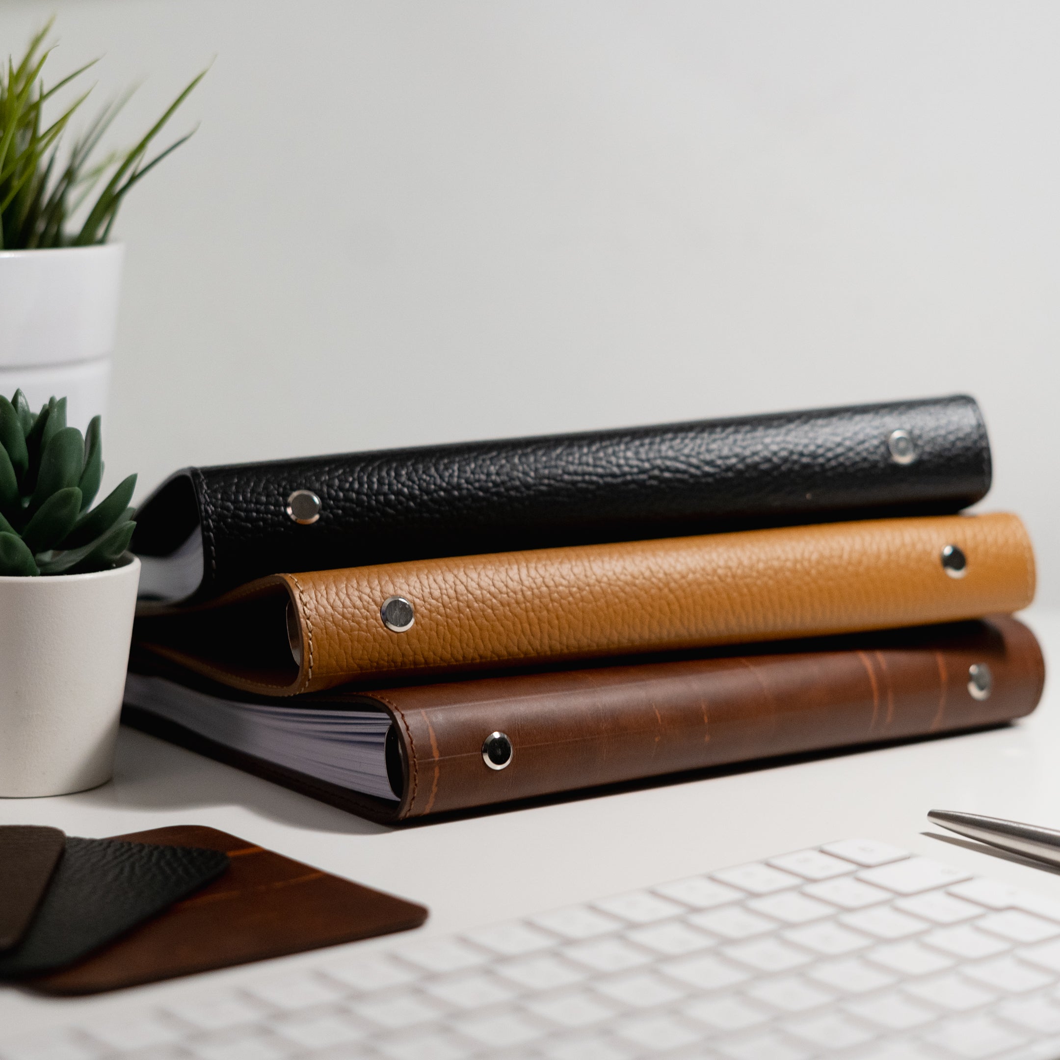 A5 Recycled Leather Notebook: 6-Ring Binder, Personalization Options