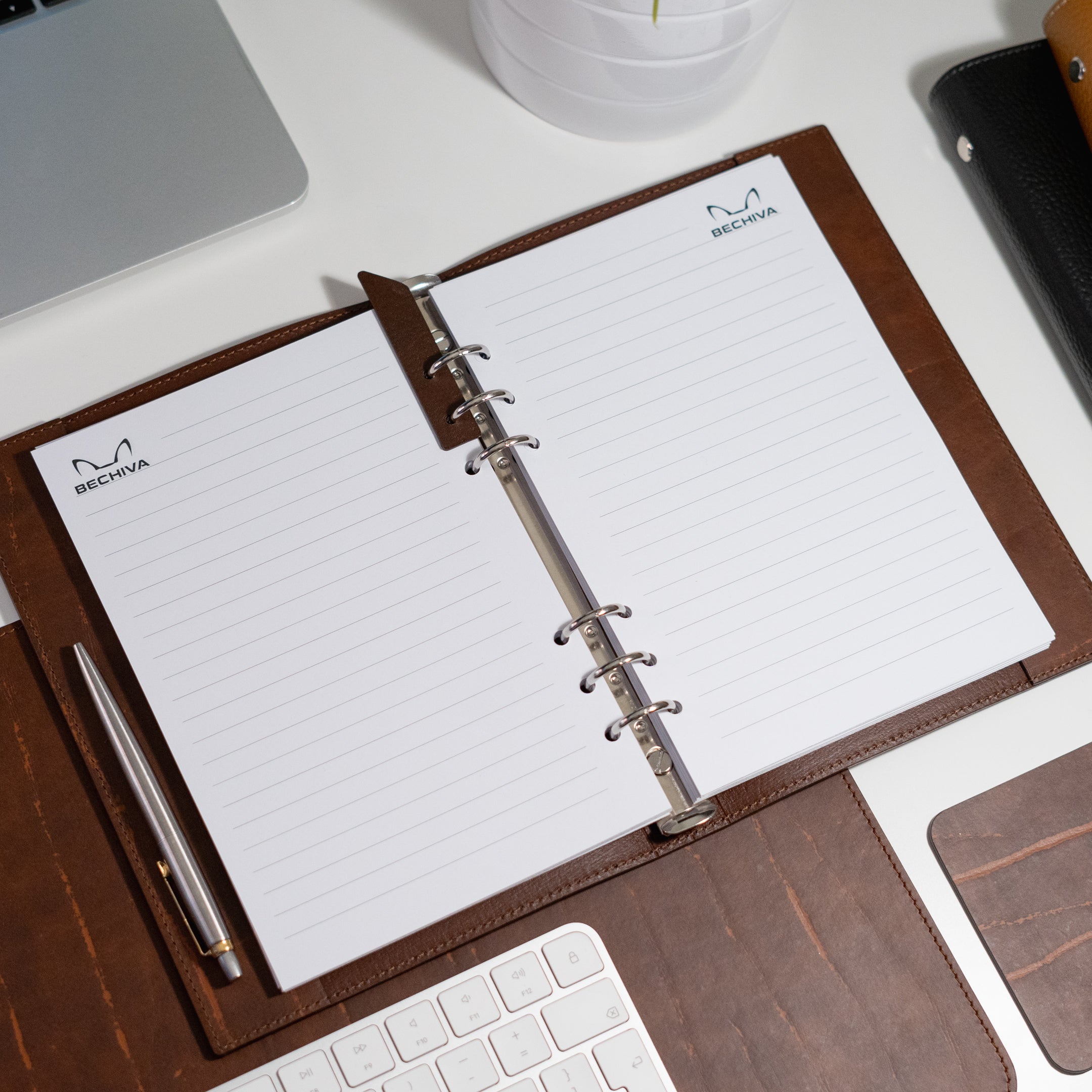 A5 Recycled Leather Notebook: 6-Ring Binder, Personalization Options