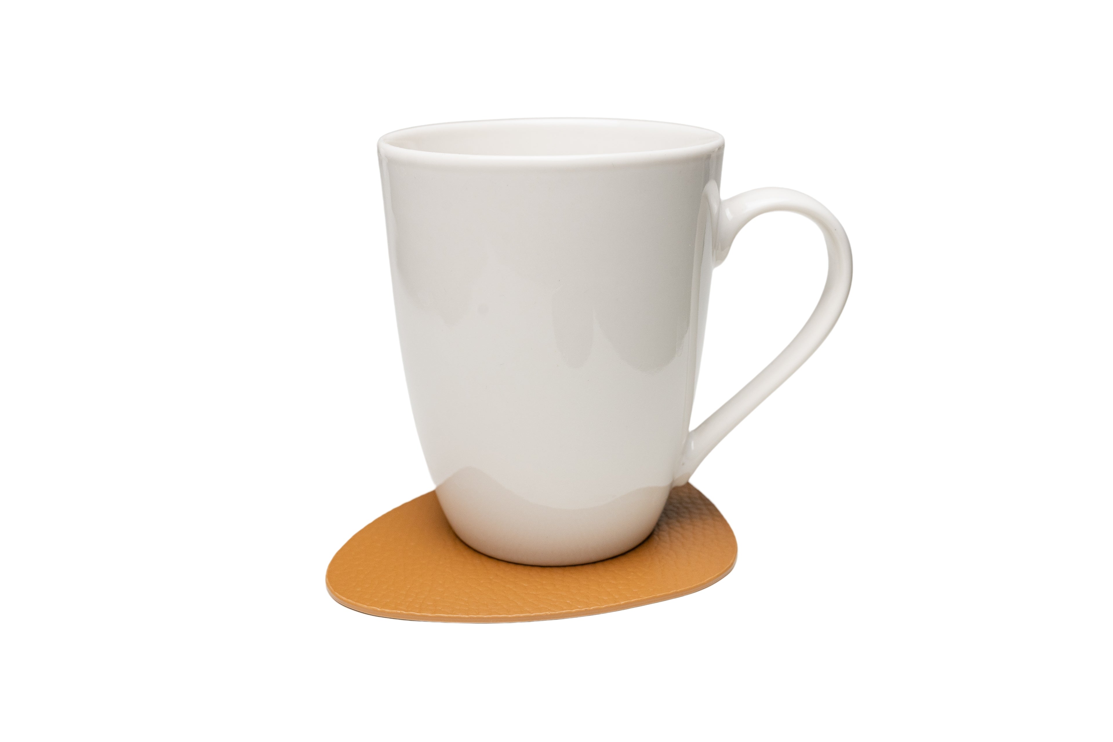 Bechiva Recycled Leather Placemats Cognac Drop Shape Handcrafted Table Mats For Eco Friendly Dining