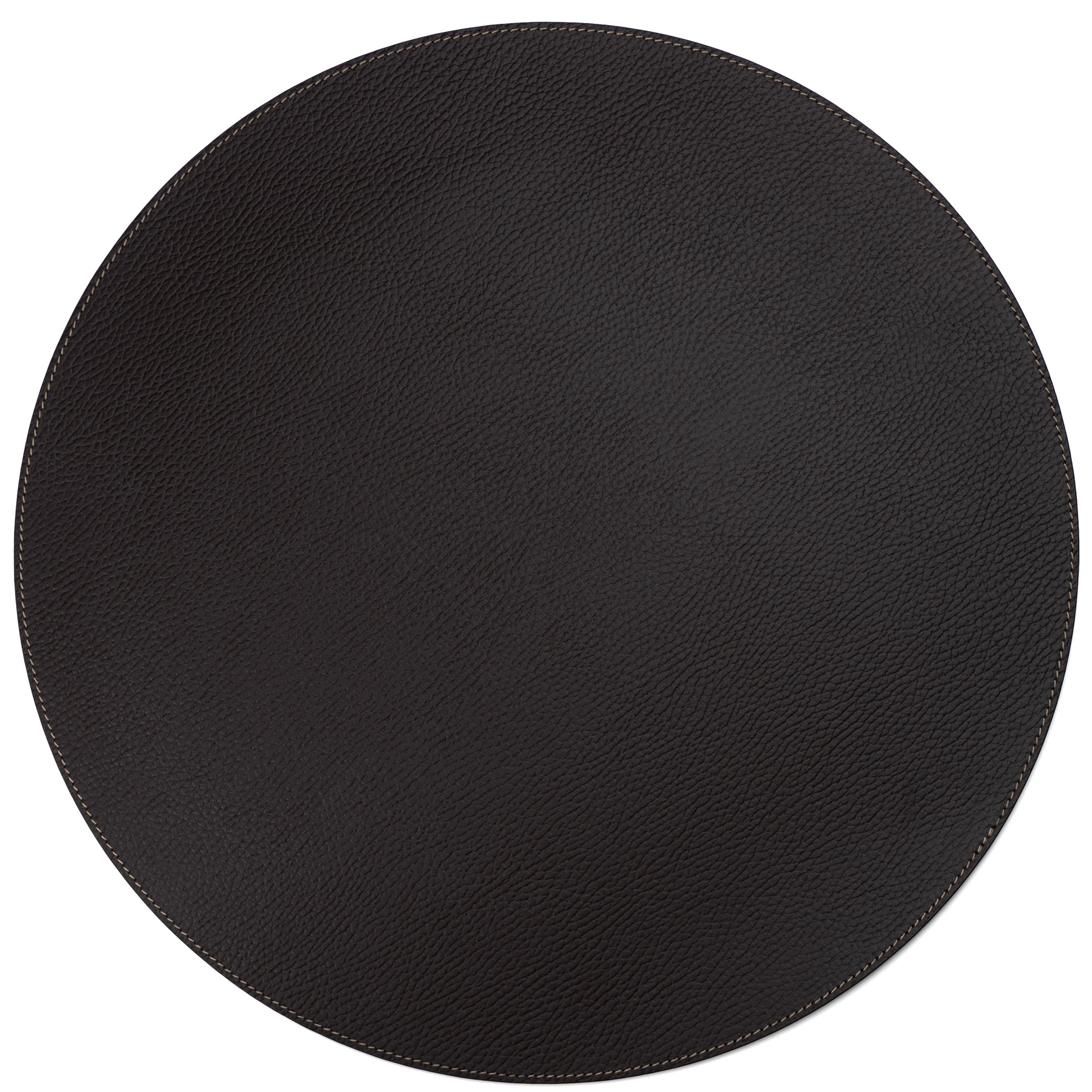 Recycled Leather Round Placemats Dark Brown 38cm And 33cm Handcrafted In Small Workshop Eco Friendly
