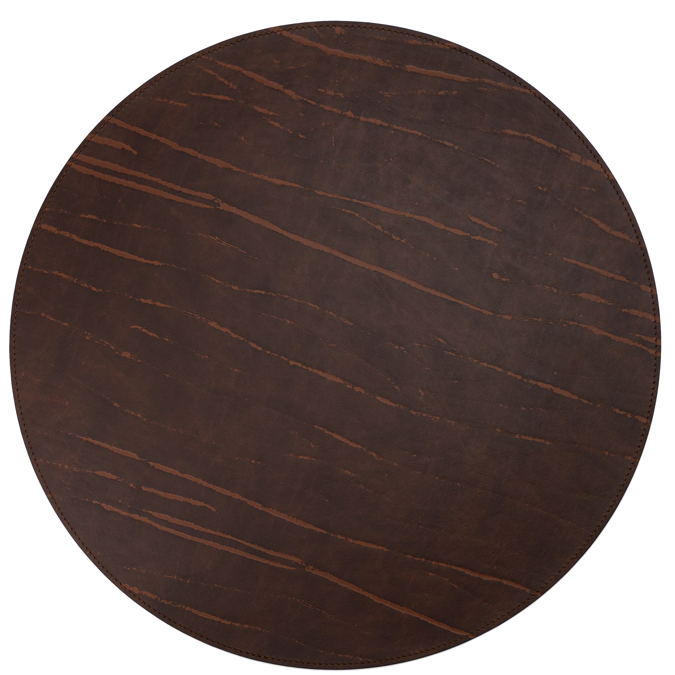Recycled Leather Round Placemats Dark Brown 38cm And 33cm Handcrafted In Small Workshop Eco Friendly