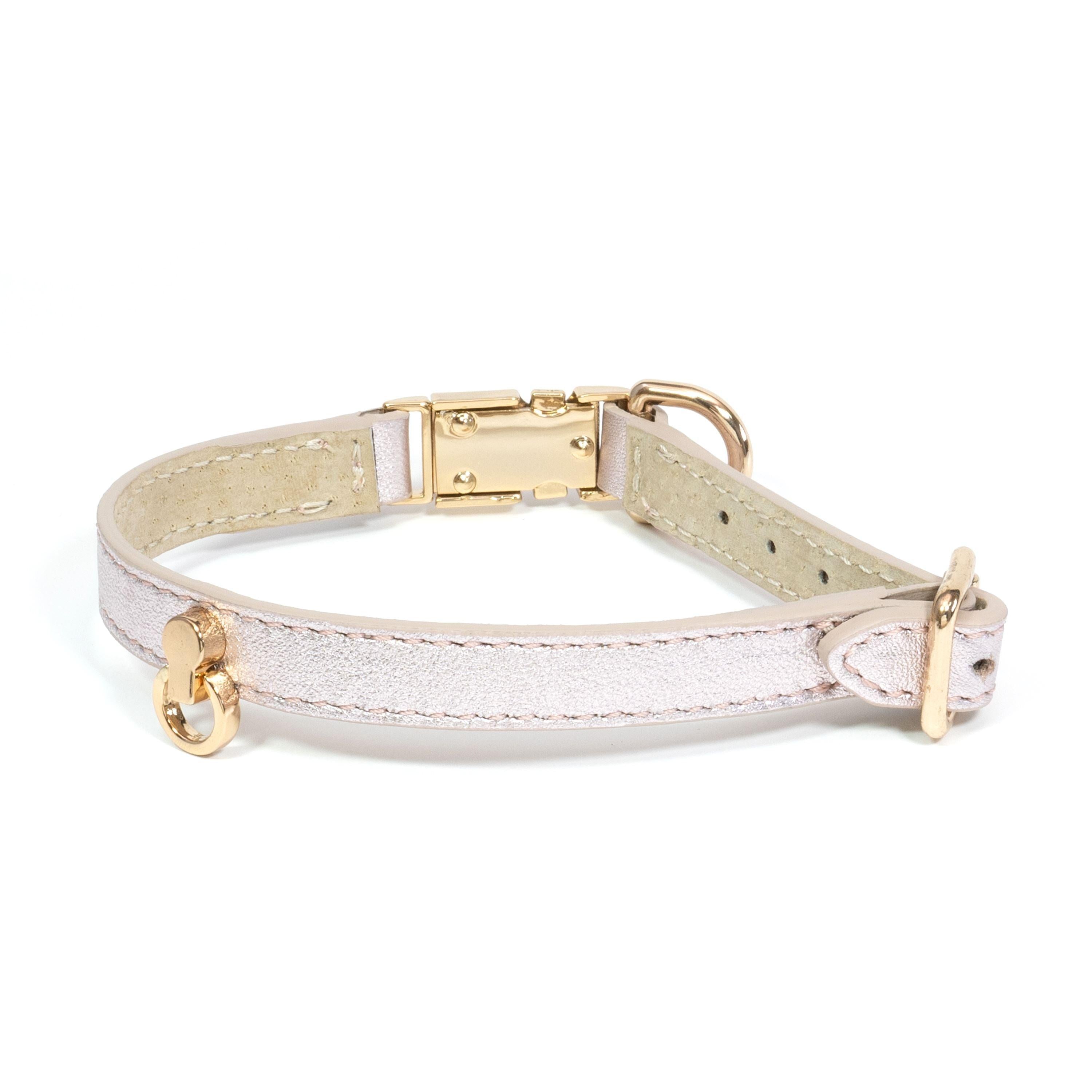 Leather Dog Collar Tino Silver Rose - Bechiva