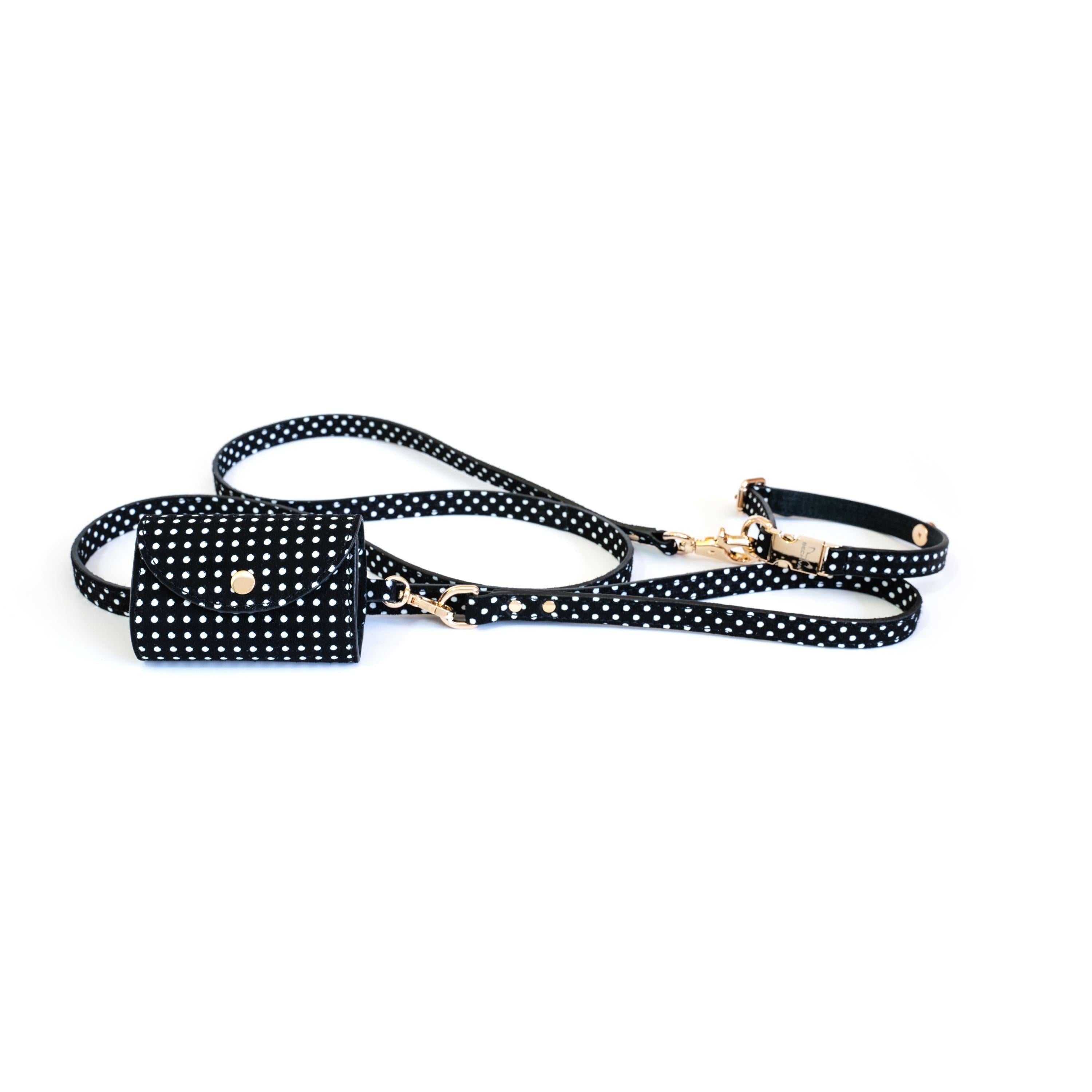 Leather Dog Collar Cherry Black Pots - Bechiva