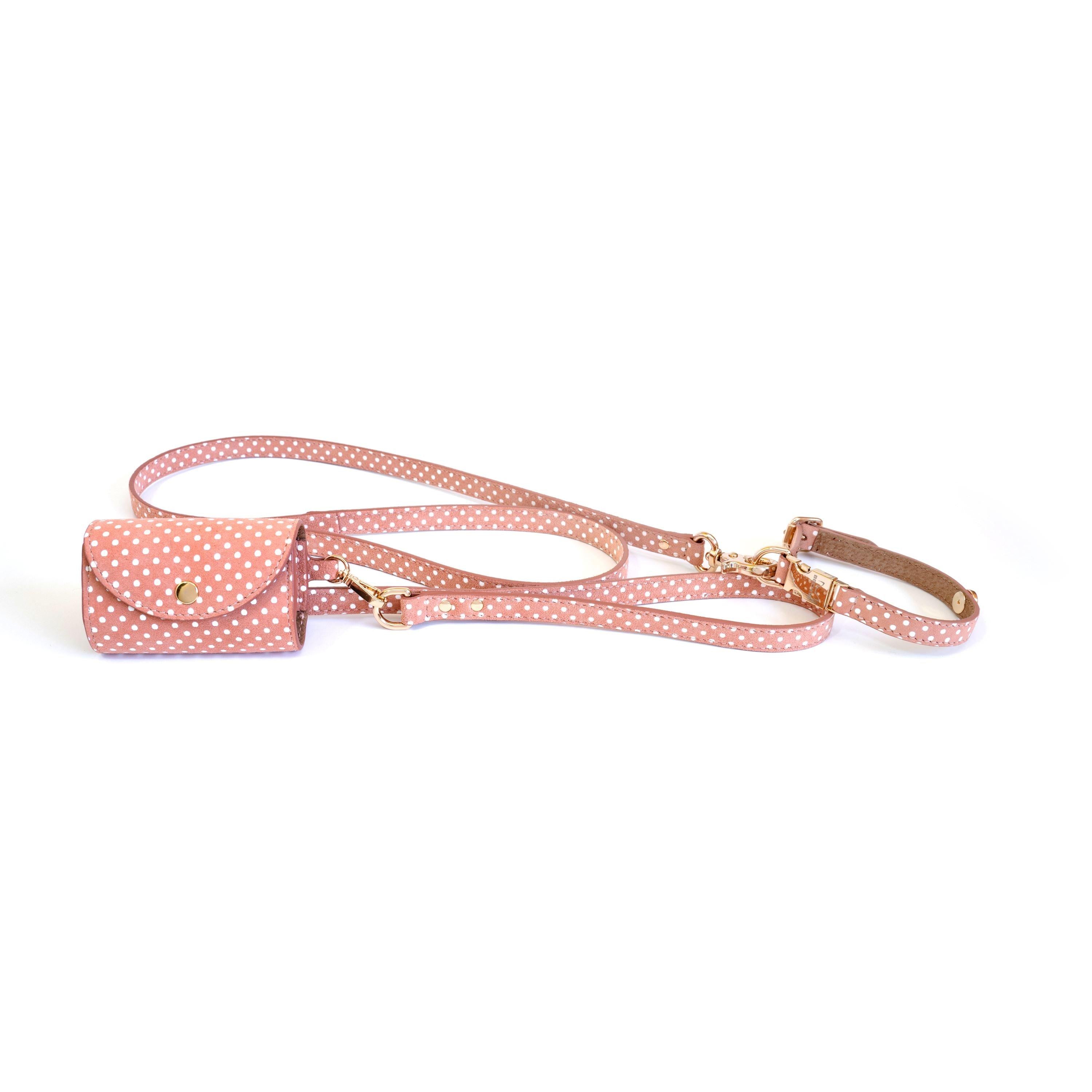 Leather Dog Collar Cherry Salmon Pots - Bechiva