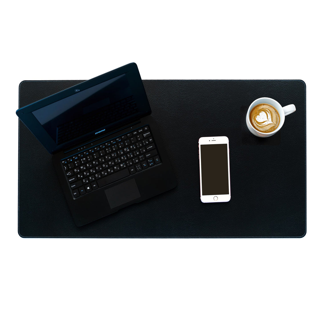 Bechiva Recycled Leather Desk Mat Black Eco Friendly Handcrafted Office Accessory For Home Desk