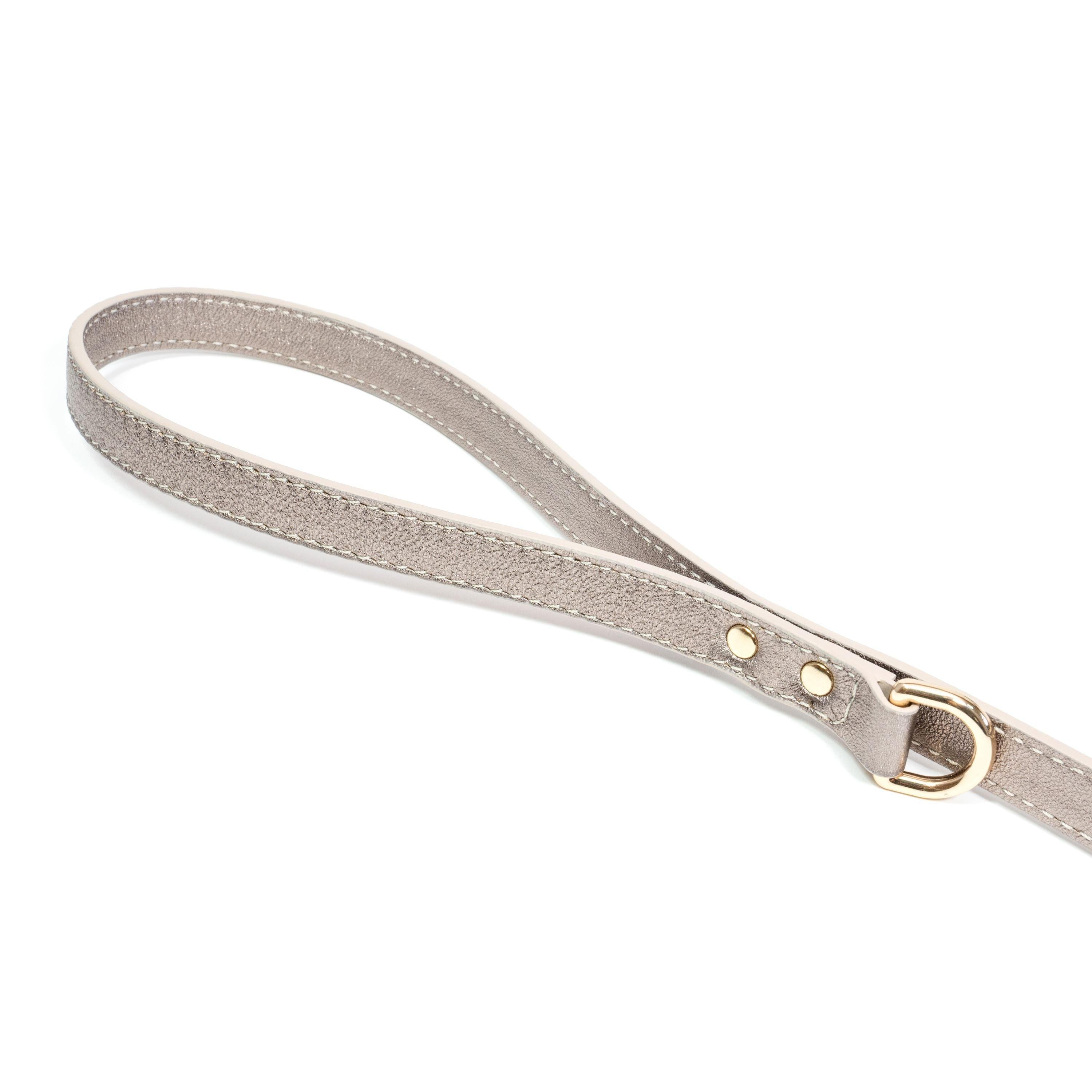 Leather Dog Leash Tino Gold - Bechiva