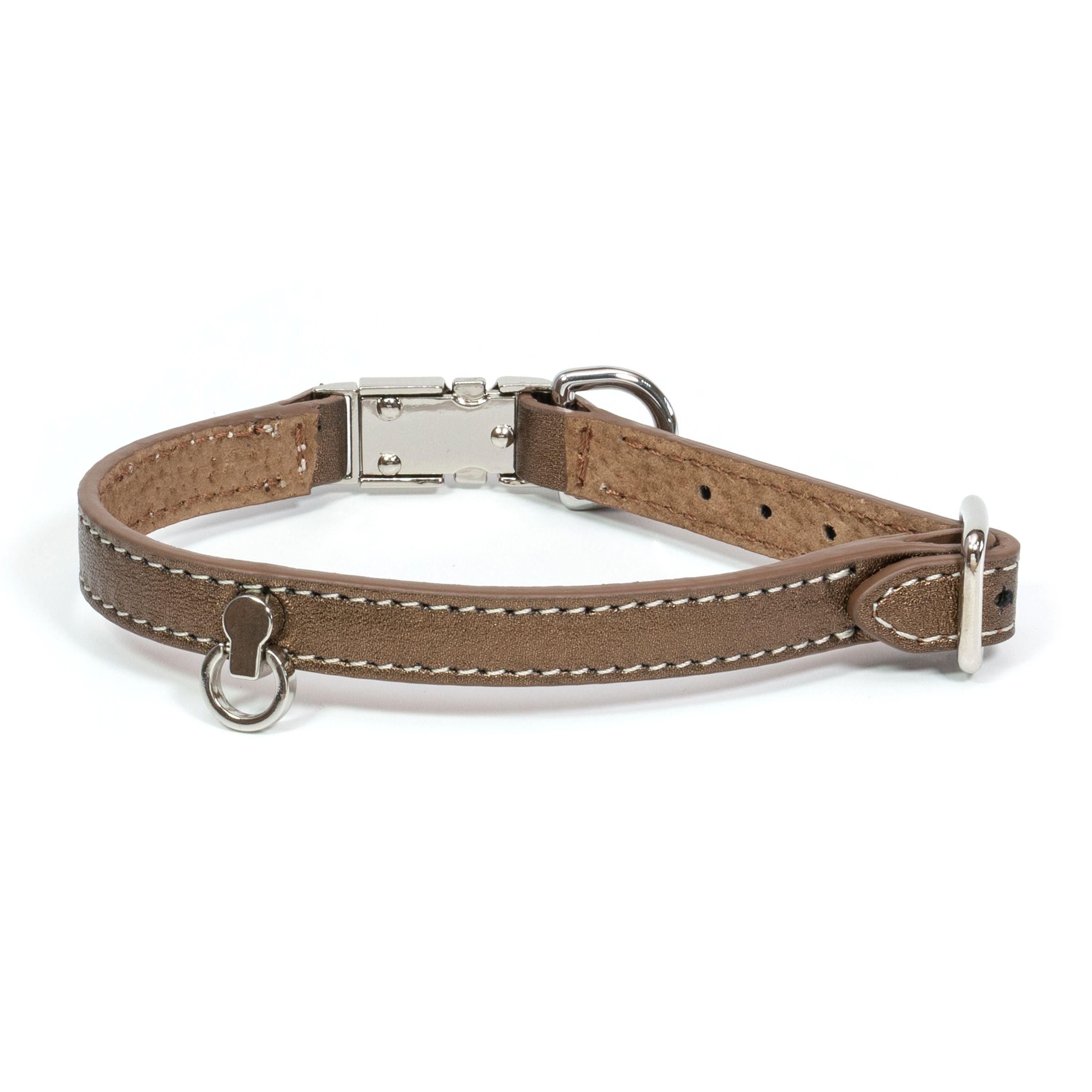 Leather Dog Collar Tino Bronze - Bechiva