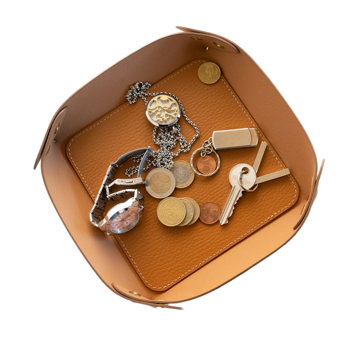 Recycled Leather Pocket Emptier Cognac