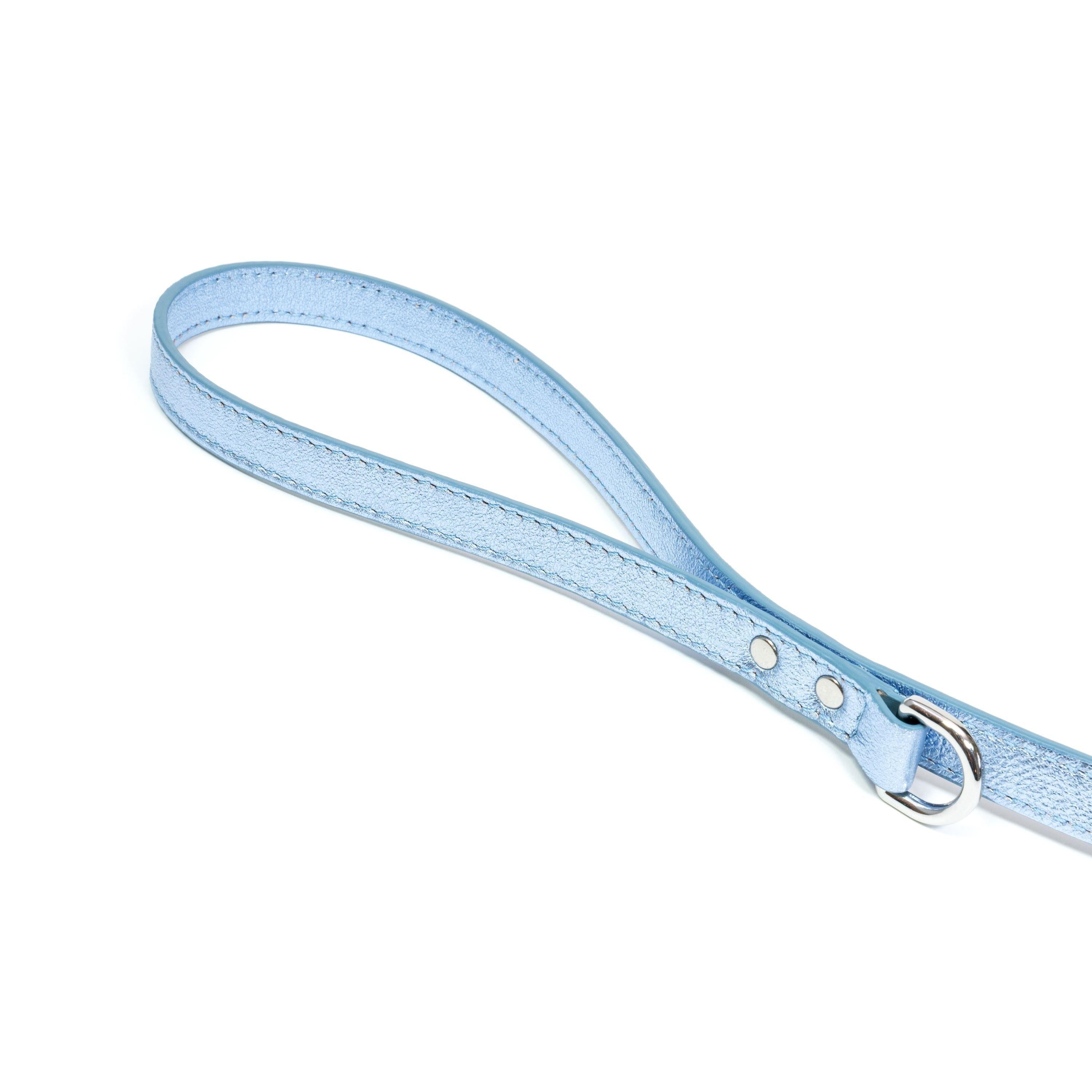 Leather Dog Leash Tino Light Blue - Bechiva