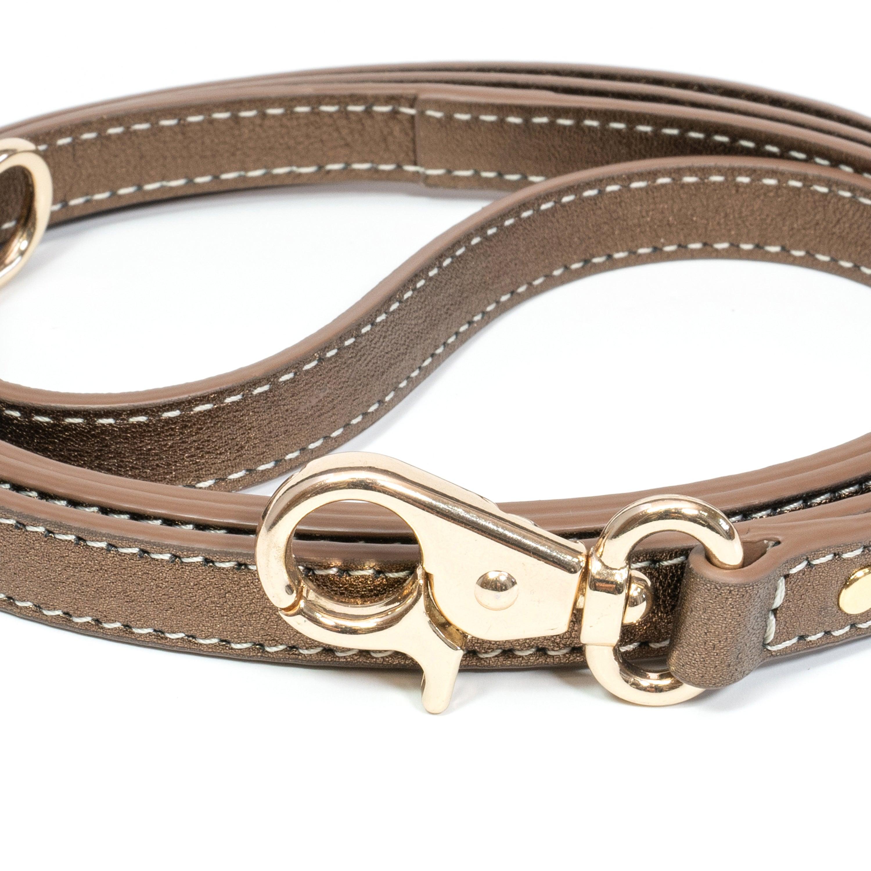 Leather Dog Leash Tino Bronze - Bechiva