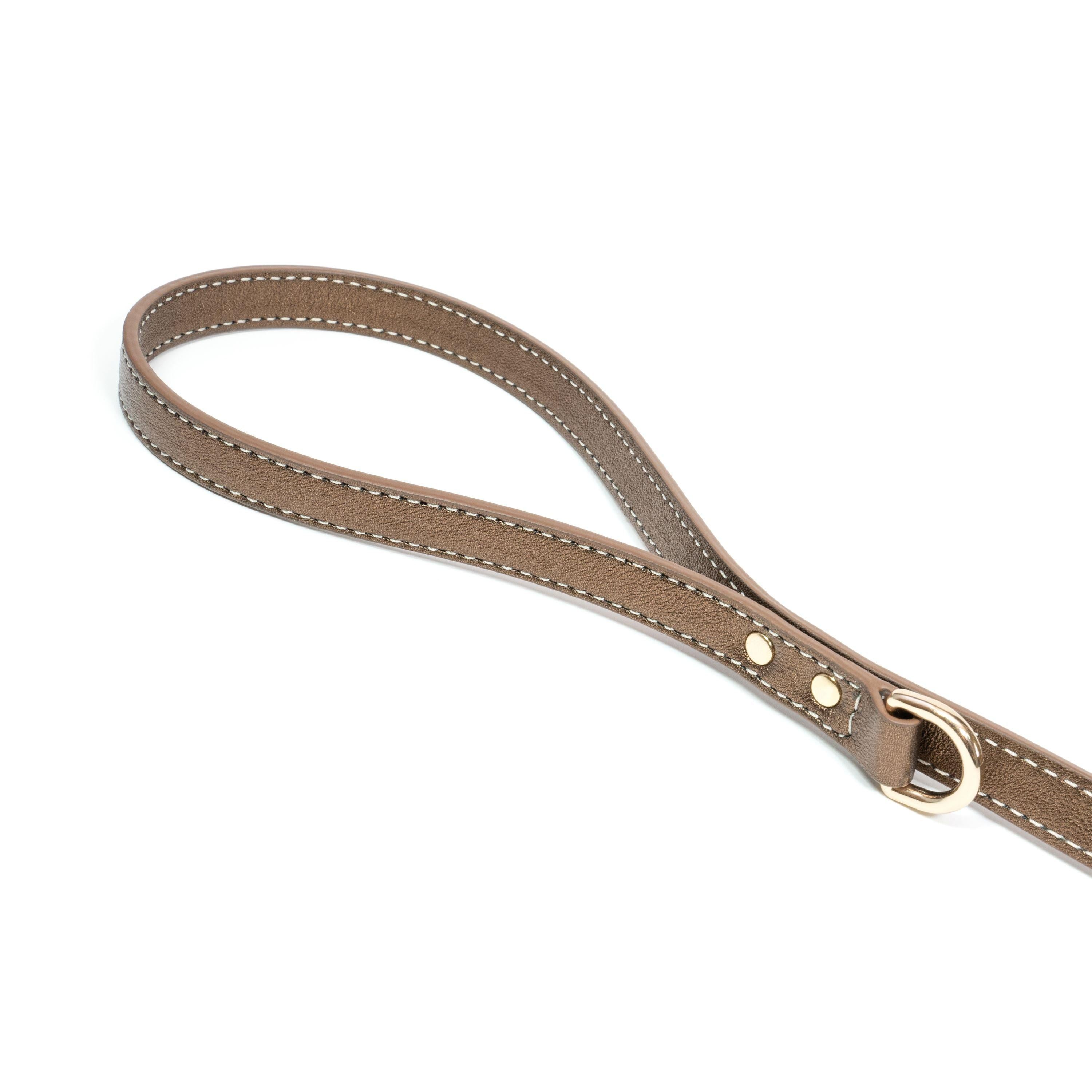 Leather Dog Leash Tino Bronze - Bechiva