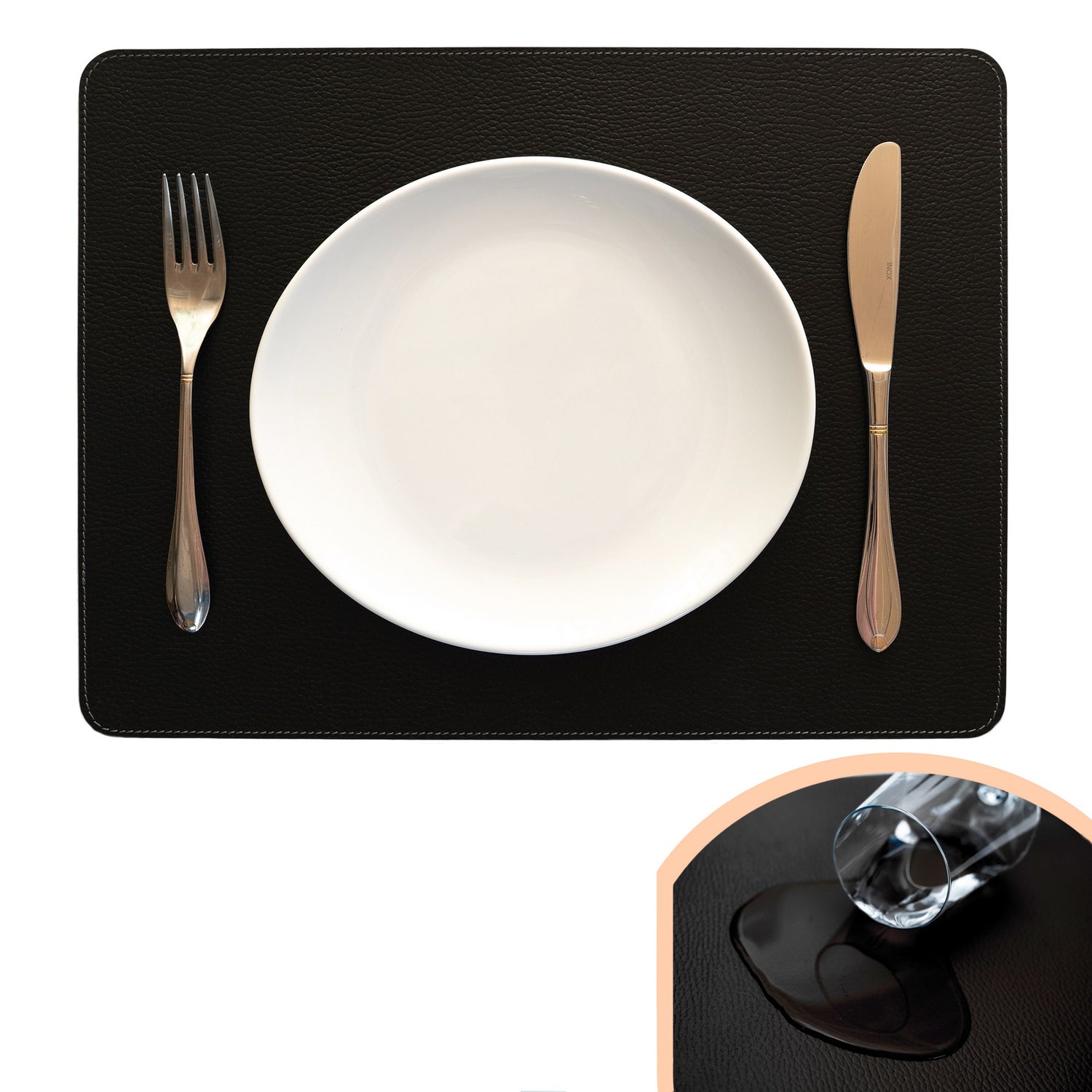 Recycled Leather Placemats Black 40x30