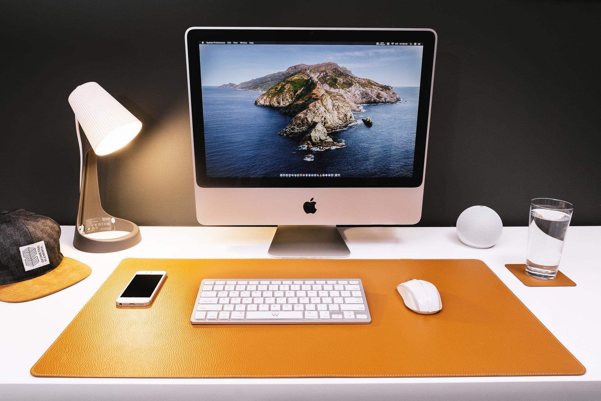 Recycled Leather Desk Mat Cognac