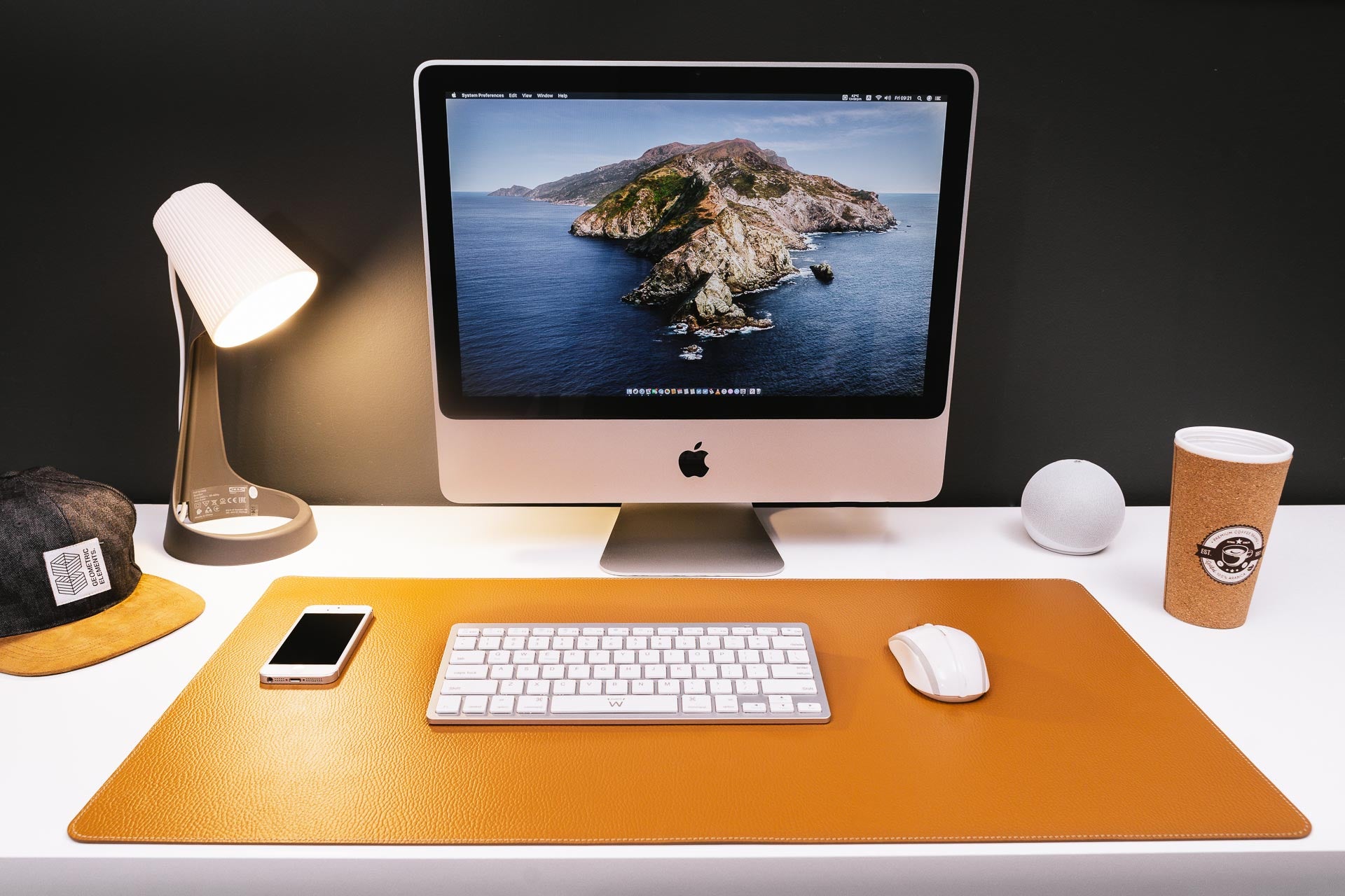 Recycled Leather Desk Mat Cognac