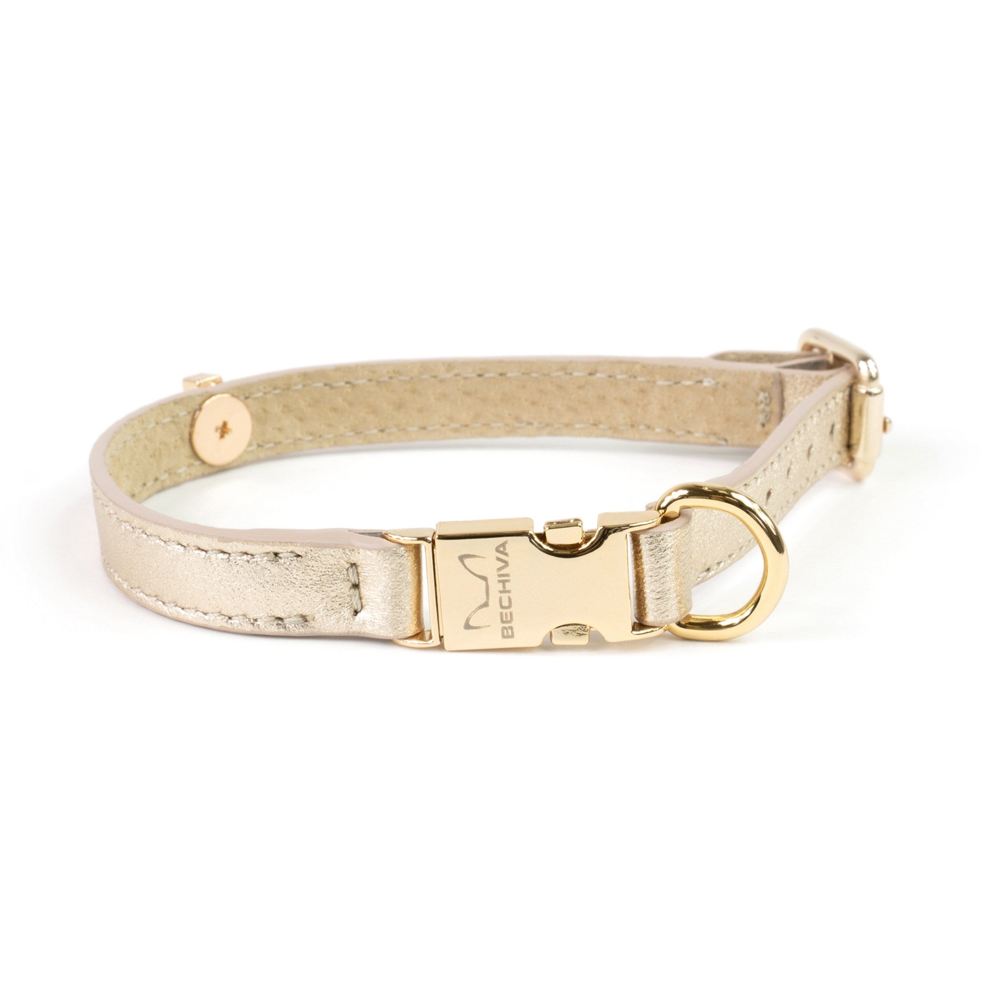 Leather Dog Collar Tino Light Gold