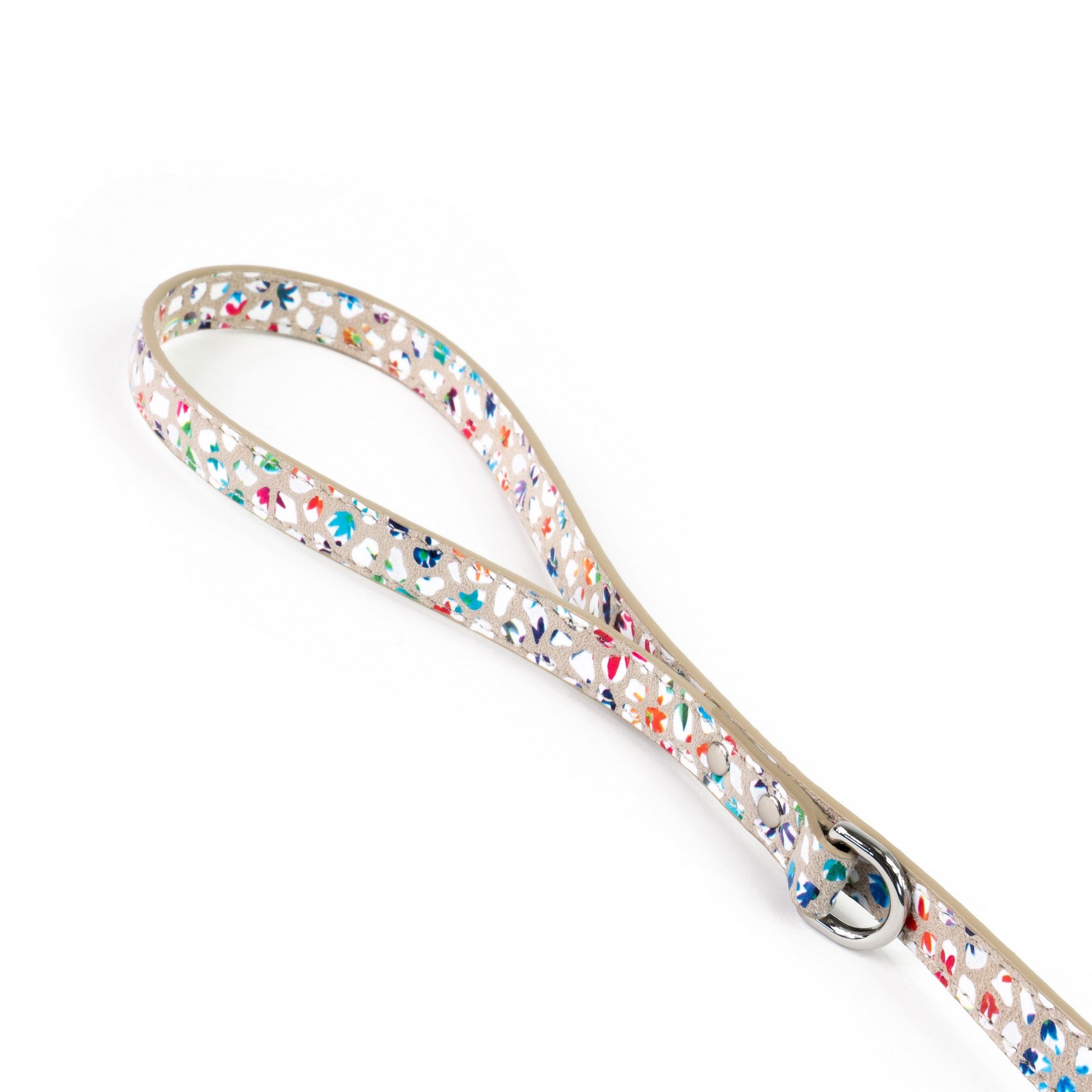 Leather Dog Leash Tino Cappuccino Flower