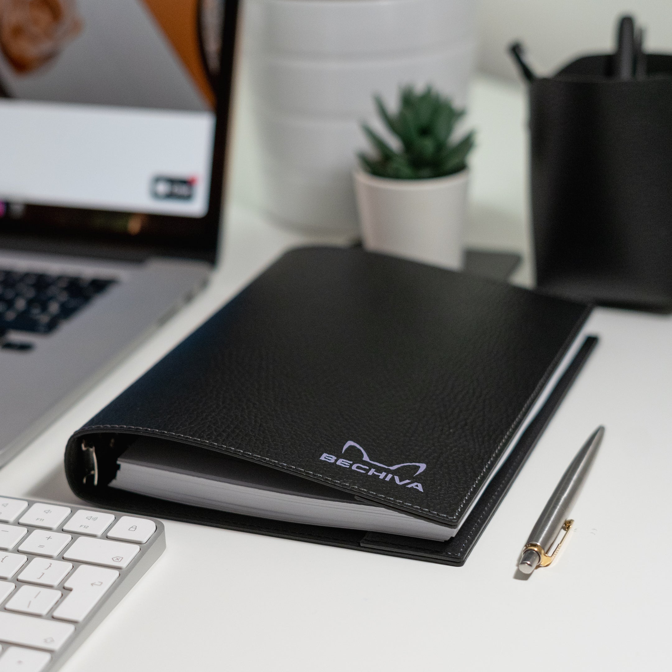 A5 Recycled Leather Notebook: 6-Ring Binder, Personalization Options