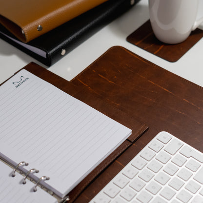 A5 Recycled Leather Notebook: 6-Ring Binder, Personalization Options