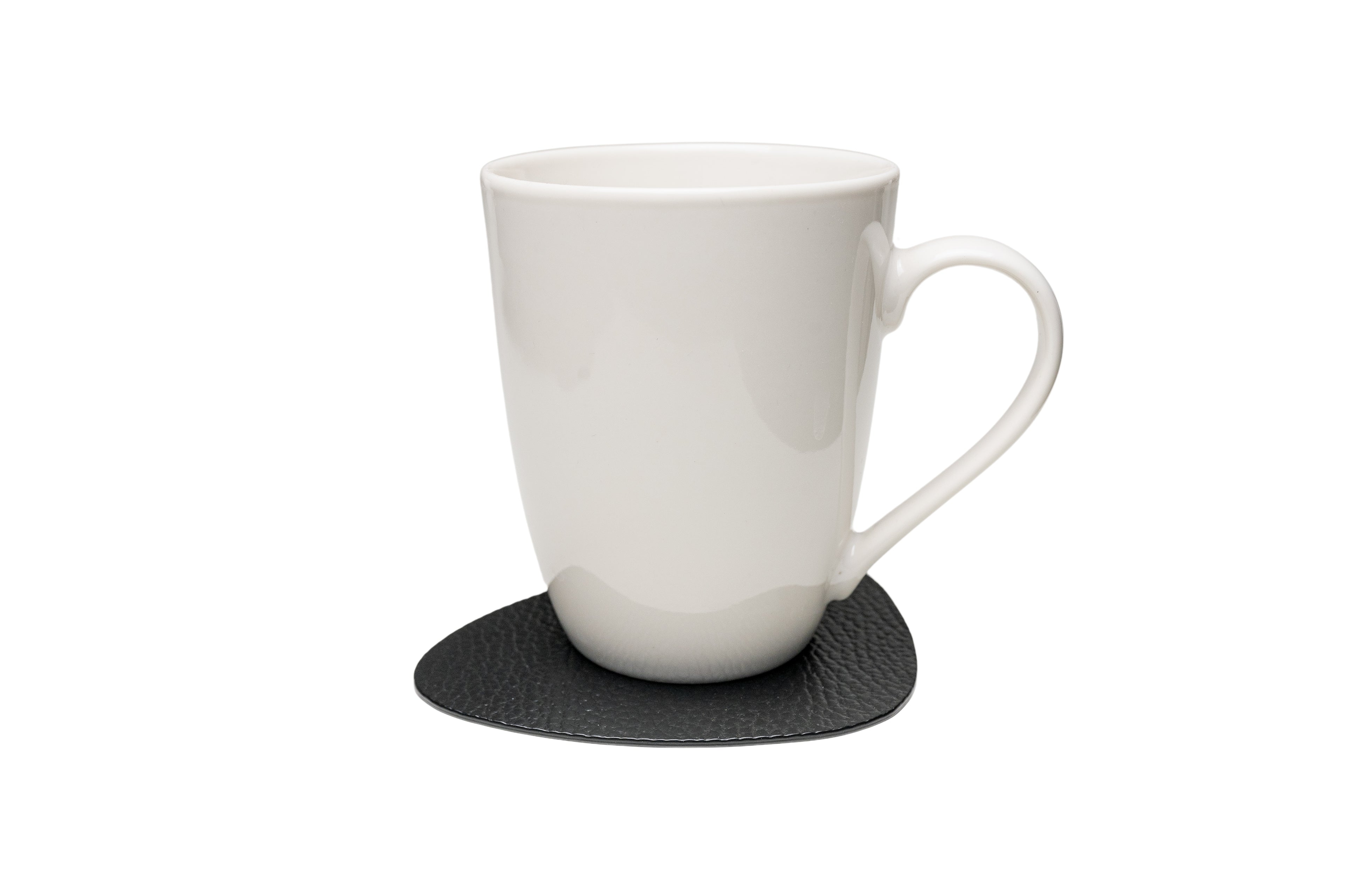 Bechiva Recycled Leather Placemat Black Drop Shape Handcrafted Table Mats Eco Friendly Durable