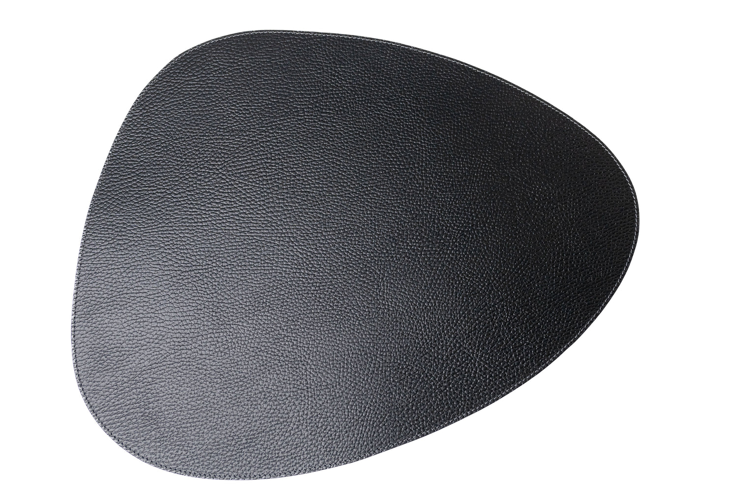 Bechiva Recycled Leather Placemat Black Drop Shape Handcrafted Table Mats Eco Friendly Durable