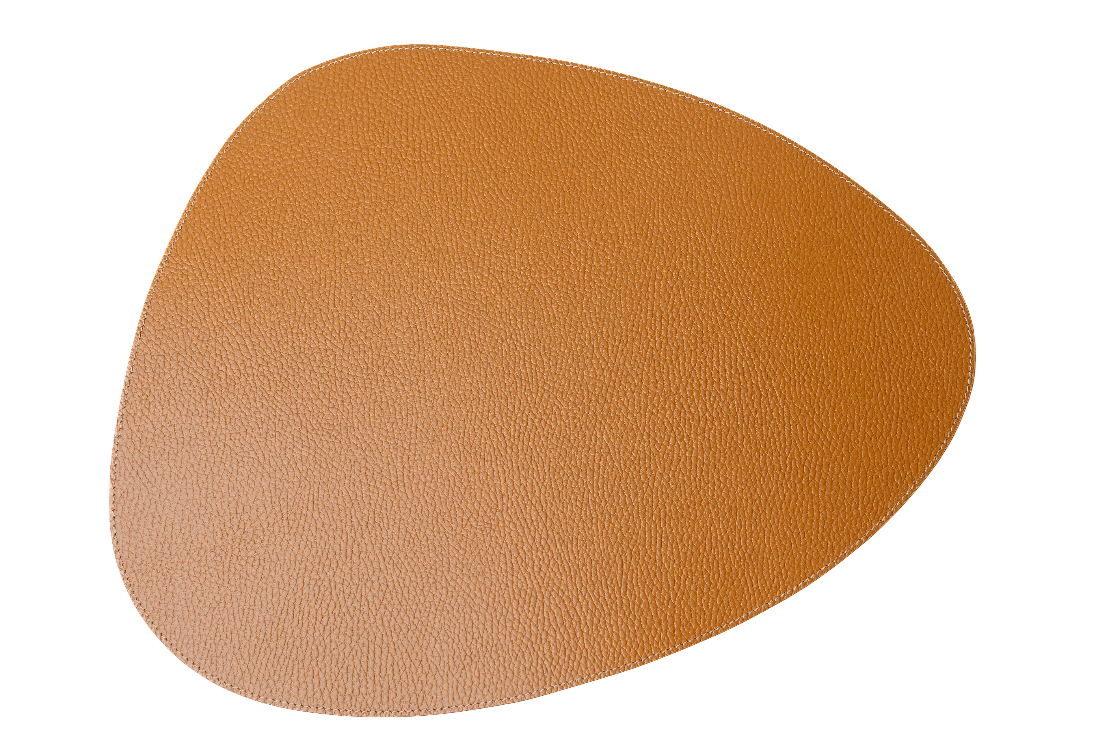 Bechiva Recycled Leather Placemats Cognac Drop Shape Handcrafted Table Mats For Eco Friendly Dining