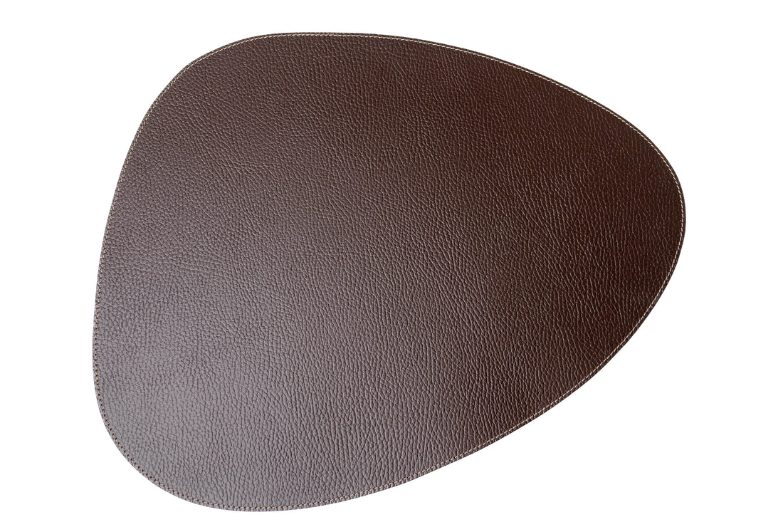 Recycled Leather Placemats Dark Brown Drop Shape Handcrafted Table Mats Eco Friendly Dining Decor