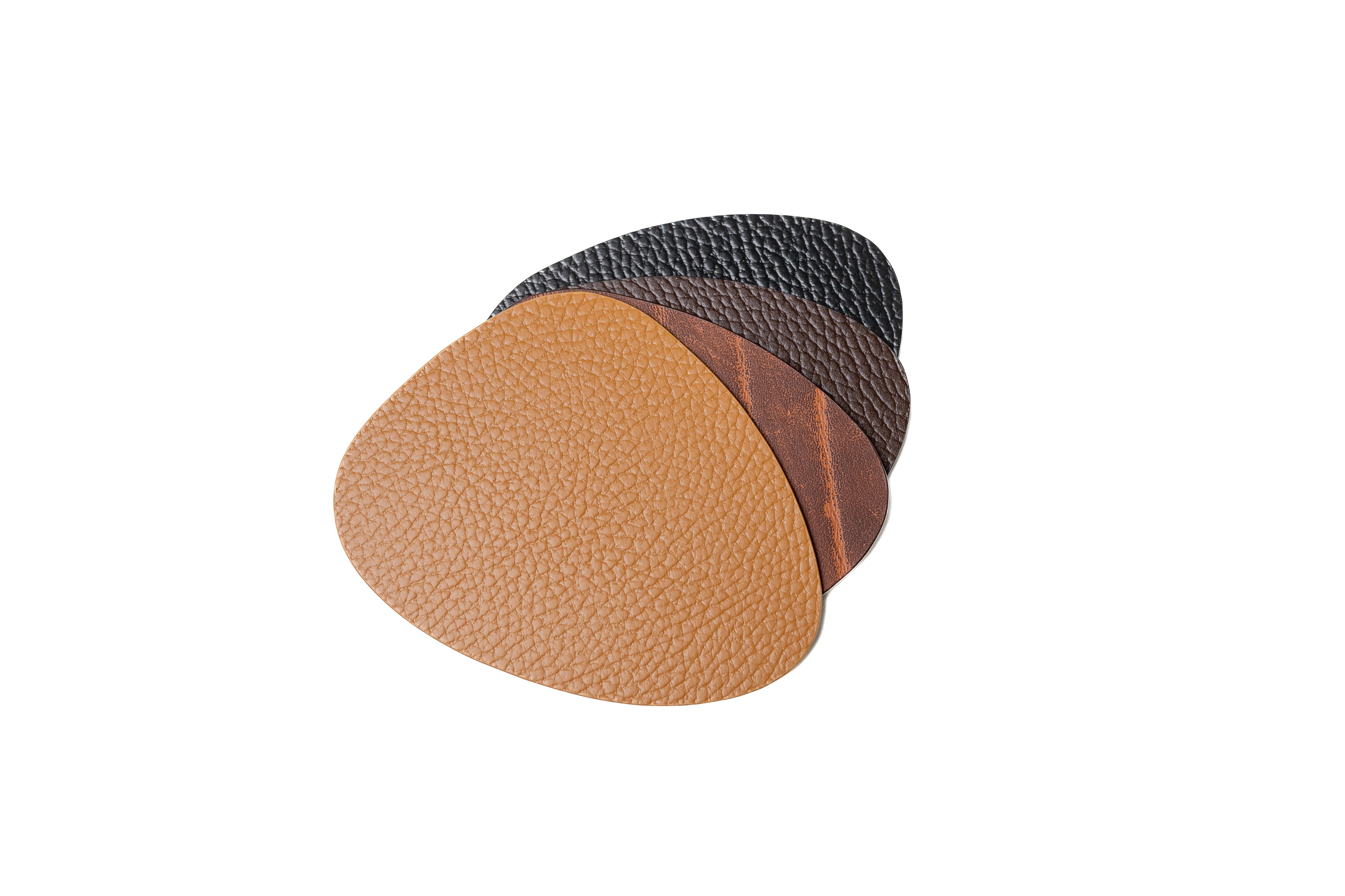 Bechiva Recycled Leather Placemat Black Drop Shape Handcrafted Table Mats Eco Friendly Durable