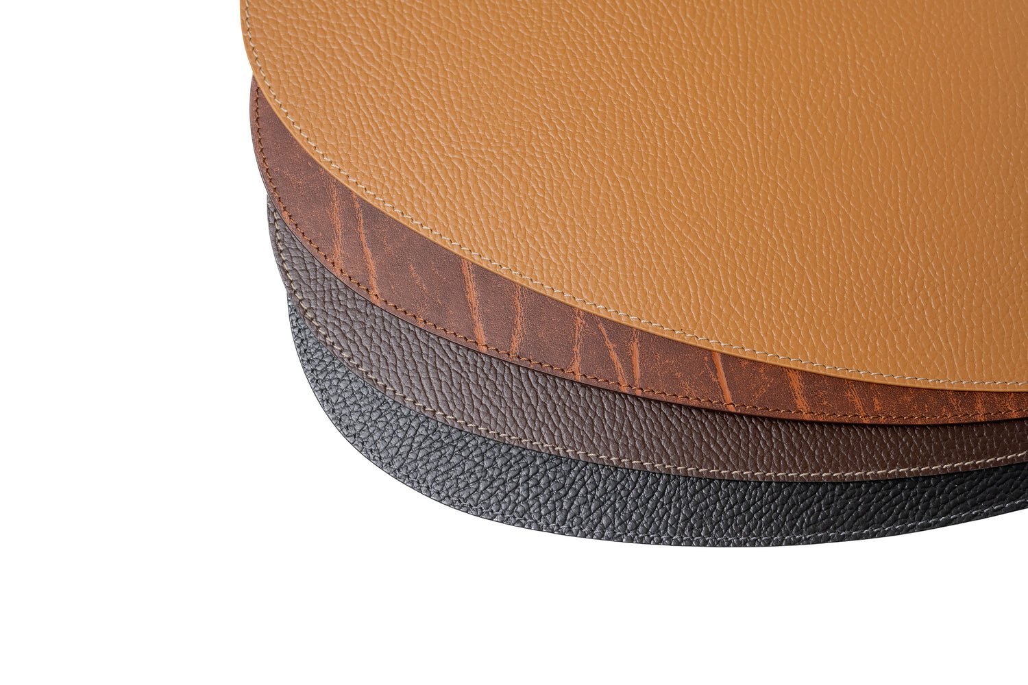 Bechiva Recycled Leather Placemat Black Drop Shape Handcrafted Table Mats Eco Friendly Durable