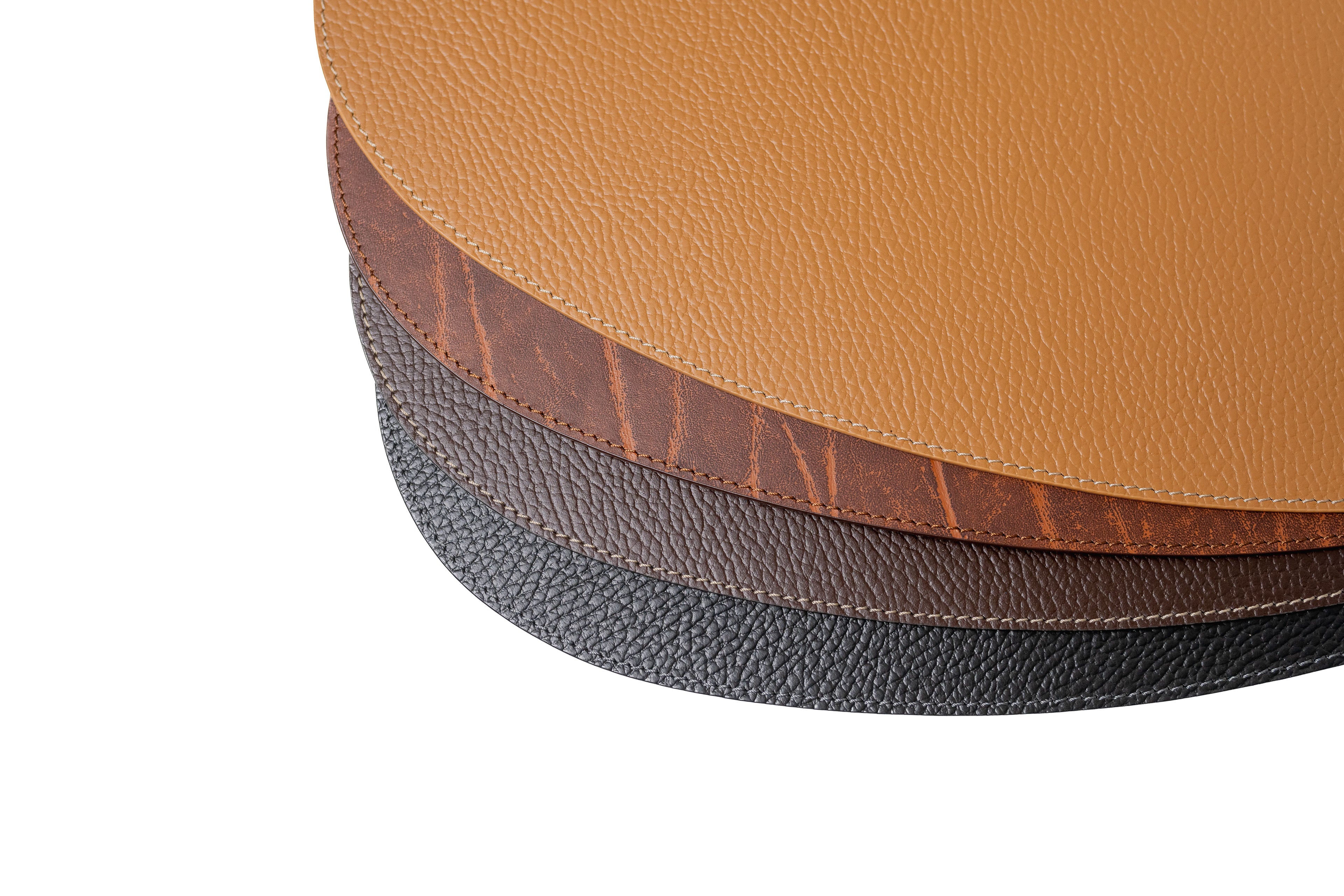 Bechiva Recycled Leather Placemat Black Drop Shape Handcrafted Table Mats Eco Friendly Durable