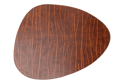 Recycled Leather Placemats Vintage Dark Brown Drop Shape Handcrafted Table Mats Eco Friendly Durable