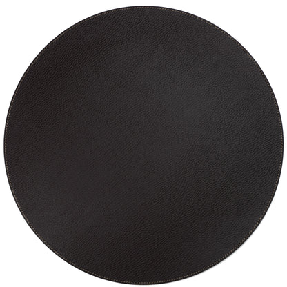 Recycled Leather Round Placemats Dark Brown 38cm And 33cm Handcrafted In Small Workshop Eco Friendly