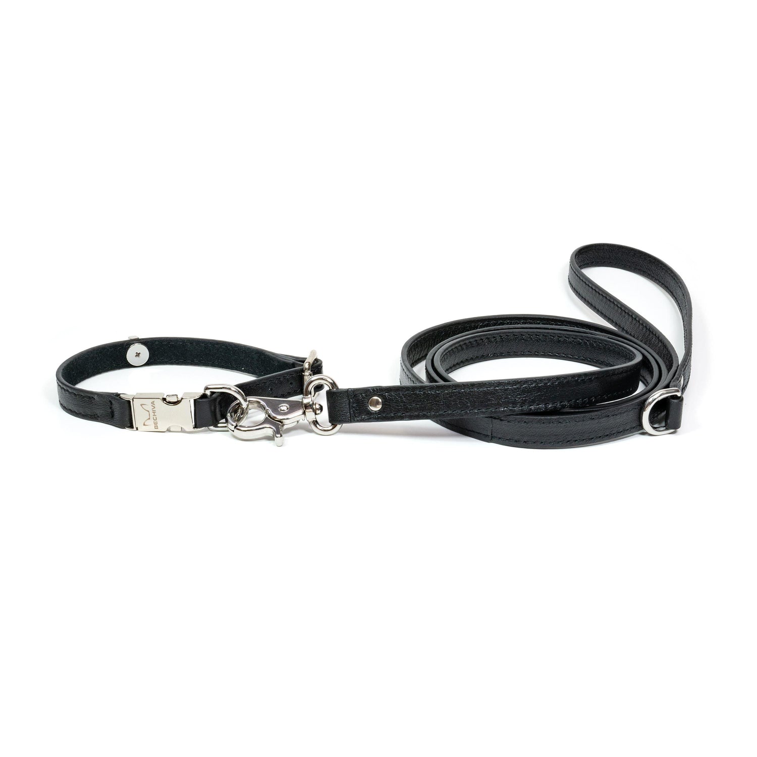 Leather Dog Leash Tino Black - Bechiva