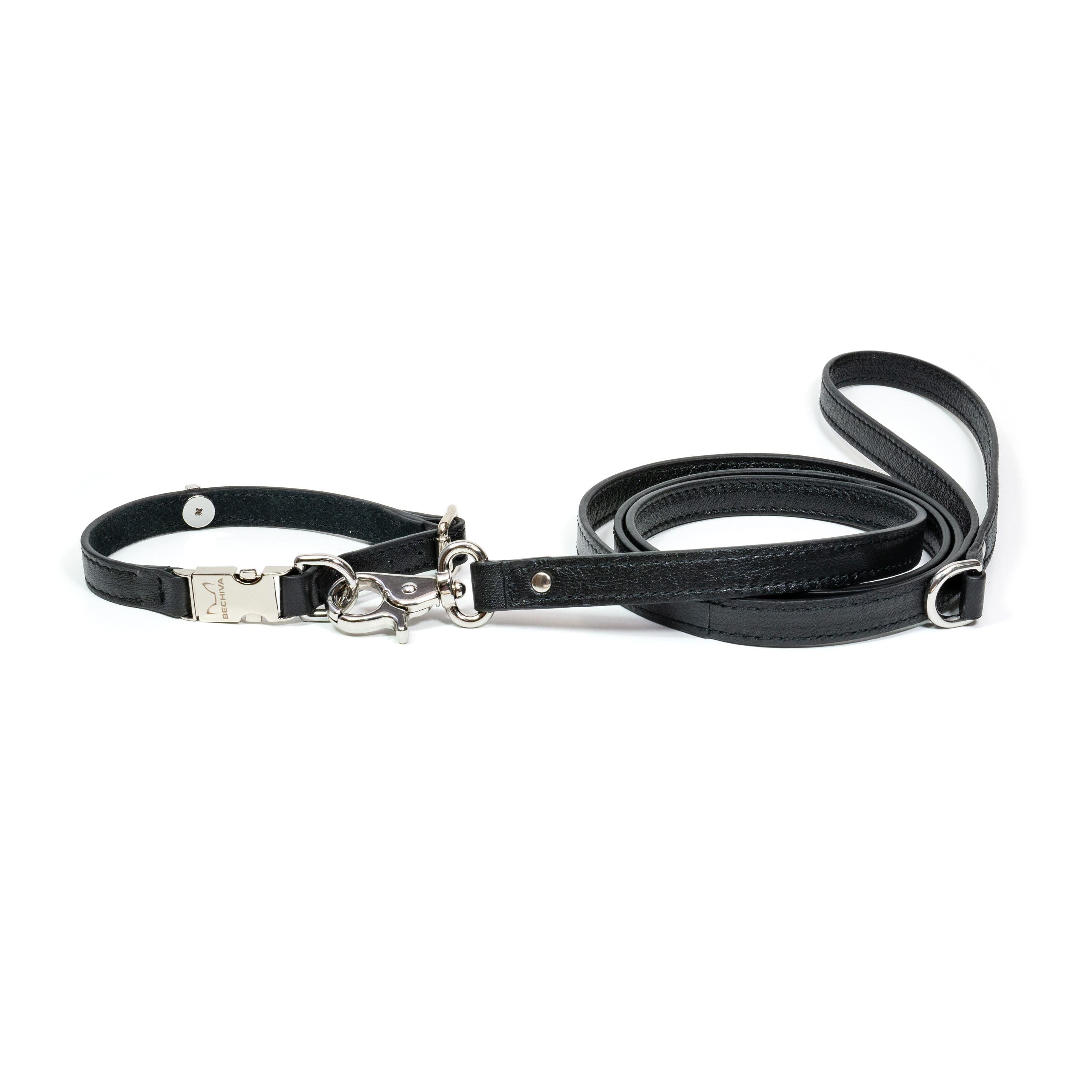 Leather Dog Leash Tino Black - Bechiva