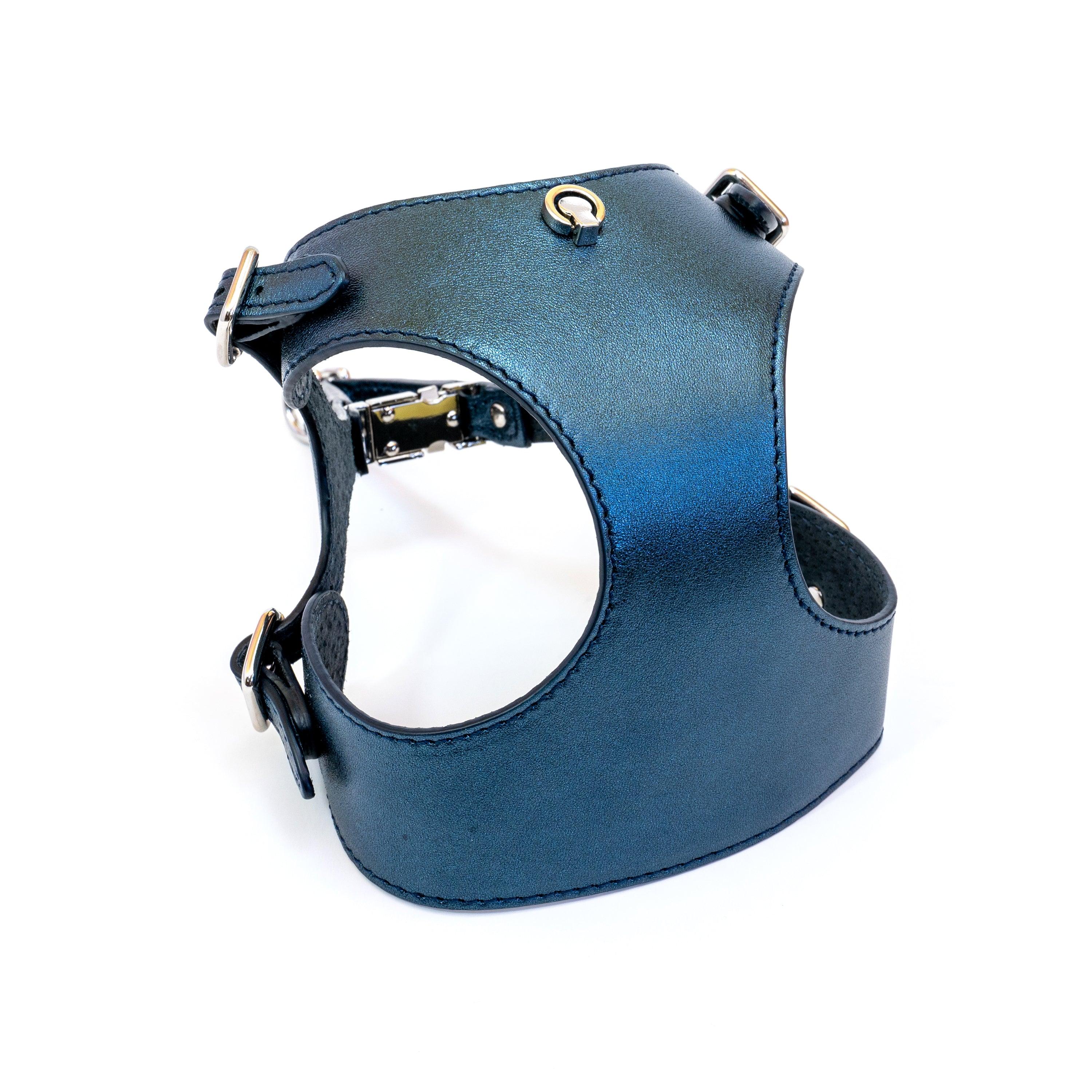 3in1 Set - Dog Harness, Leash, Dispenser Bag - Tino Blue - Bechiva