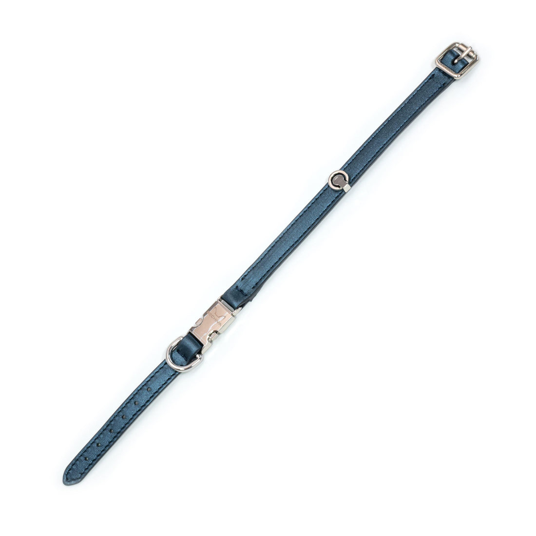 Leather Dog Collar Tino Blue - Bechiva