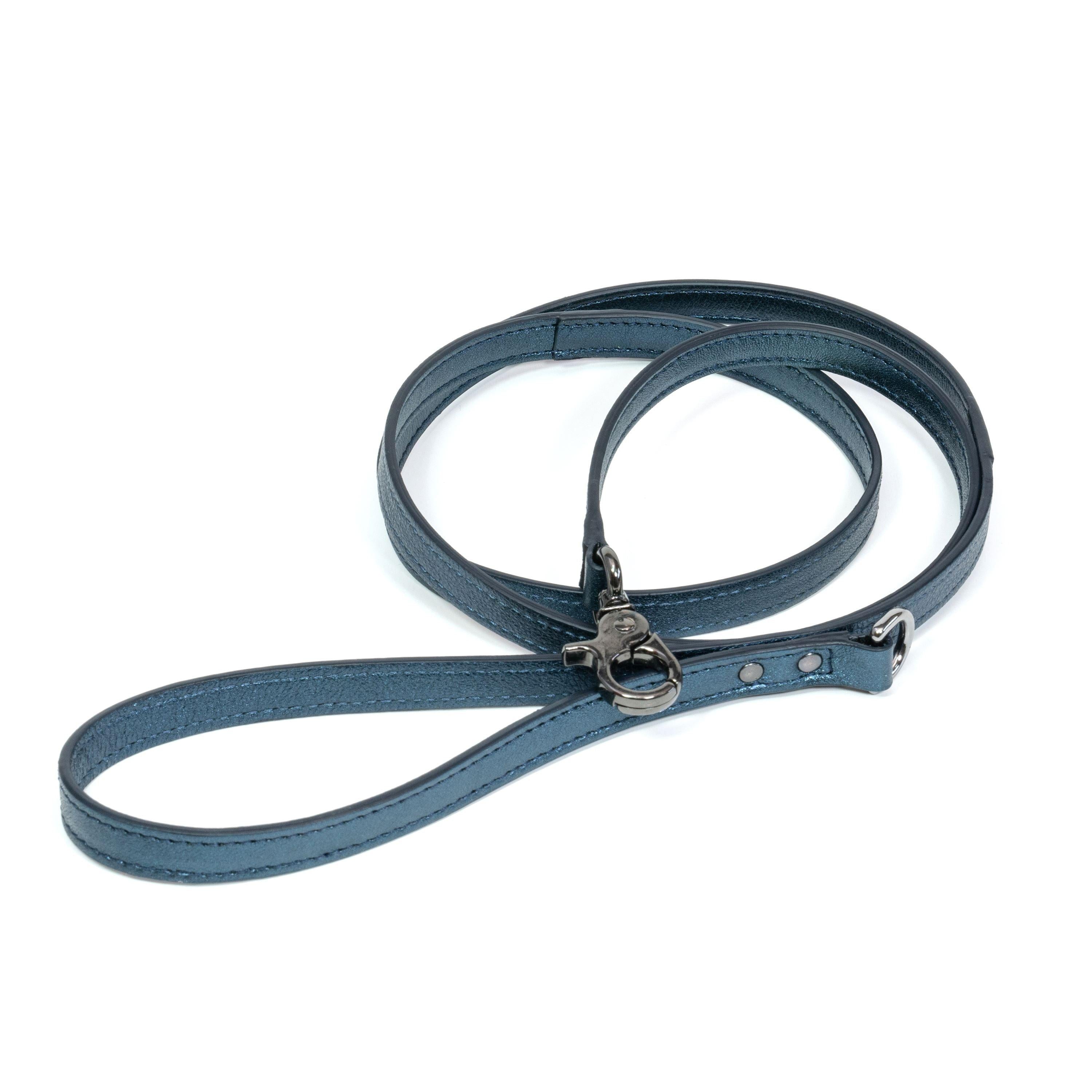 Leather Dog Leash Tino Blue - Bechiva