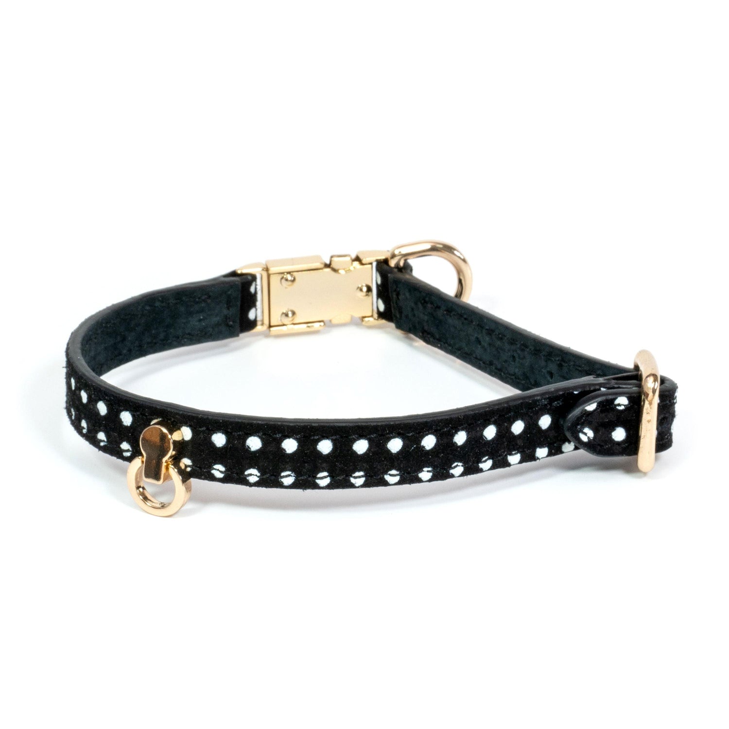 Leather Dog Collar Cherry Black Pots - Bechiva