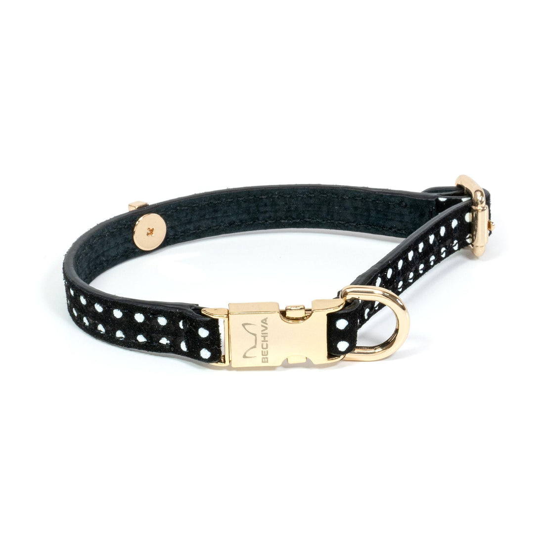 Leather Dog Collar Cherry Black Pots - Bechiva