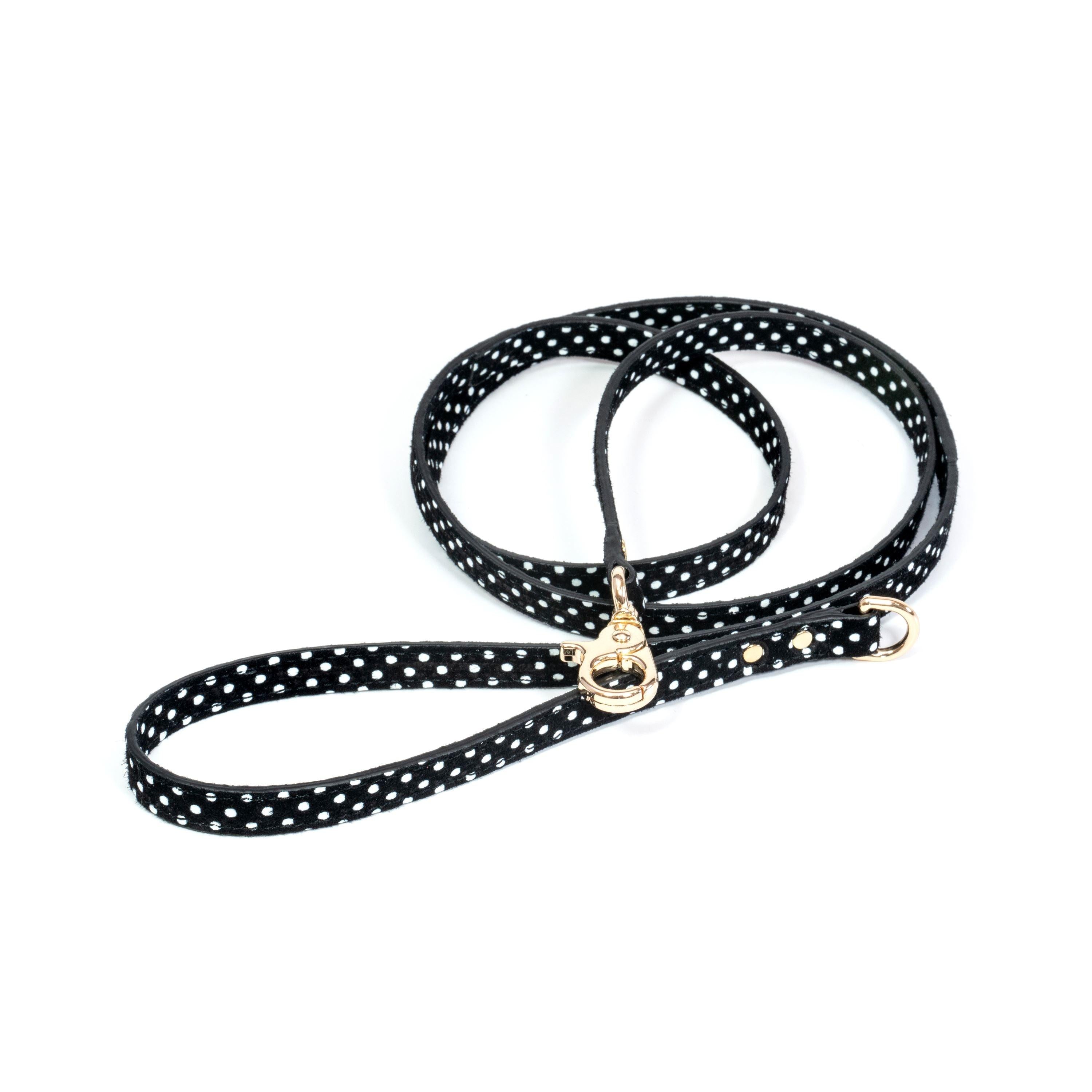 Leather Dog Leash Cherry Black Pots - Bechiva