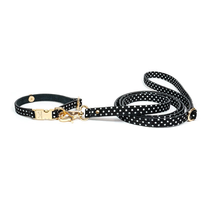 Leather Dog Collar Cherry Black Pots - Bechiva