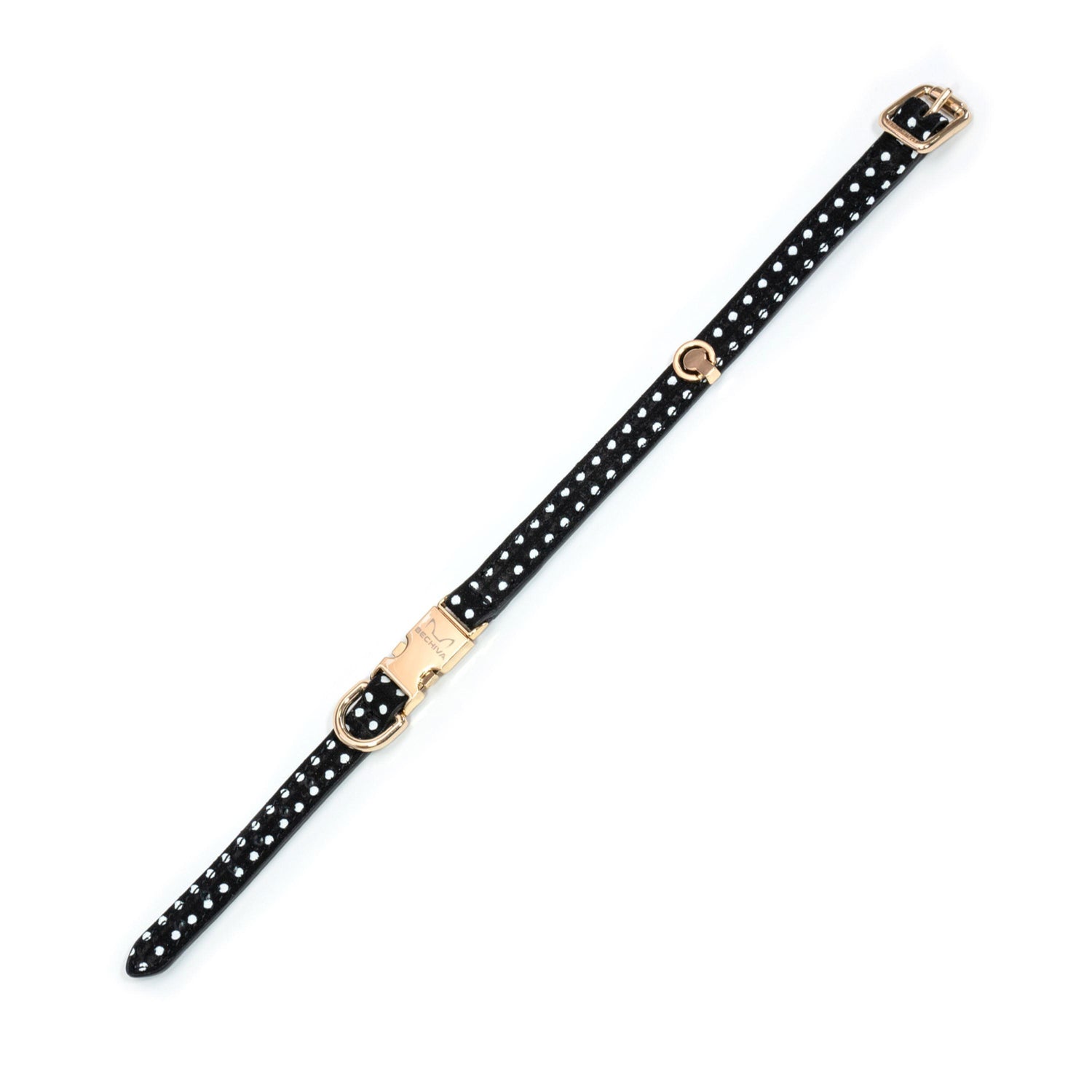 Leather Dog Collar Cherry Black Pots - Bechiva