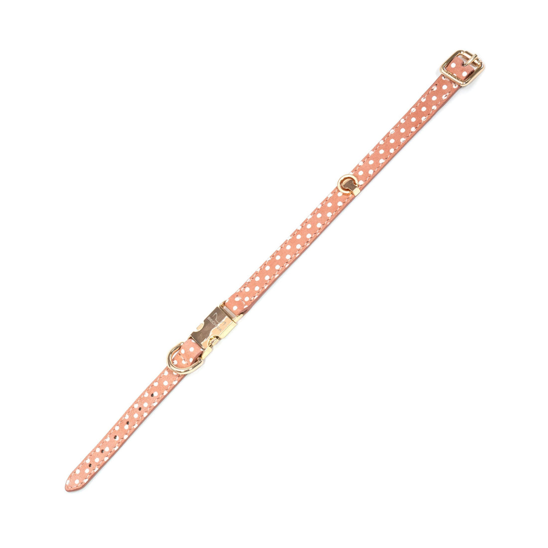 Leather Dog Collar Cherry Salmon Pots - Bechiva