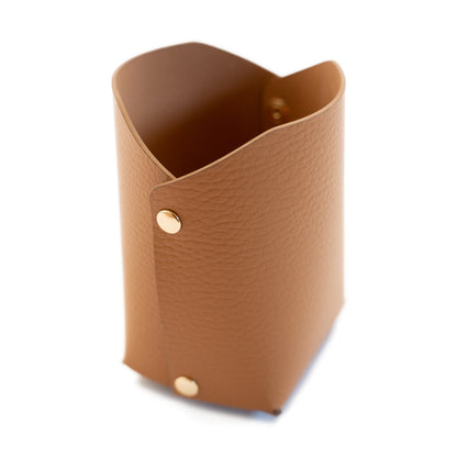 Recycled Leather Pen Pot Cognac