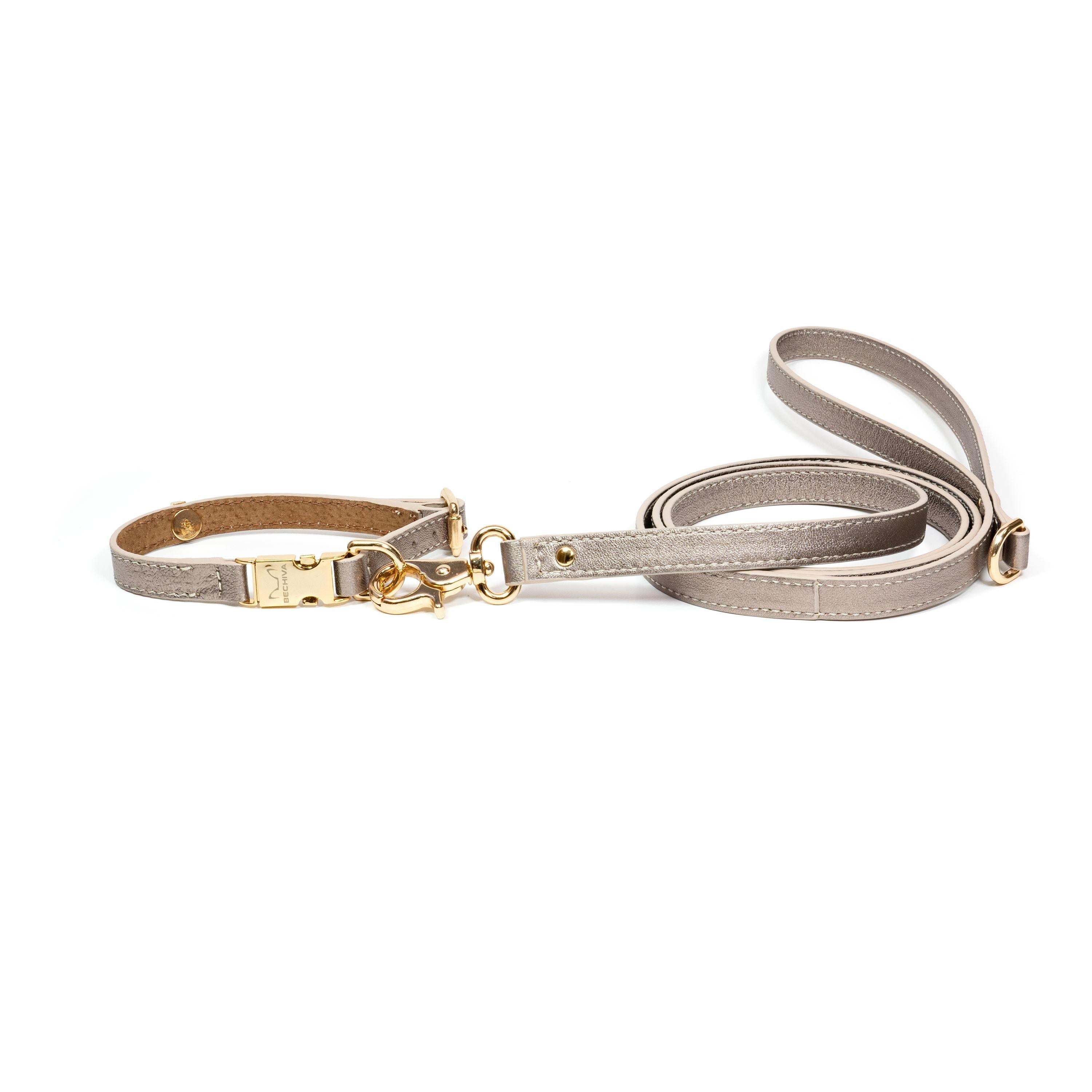 Leather Dog Collar Tino Gold - Bechiva