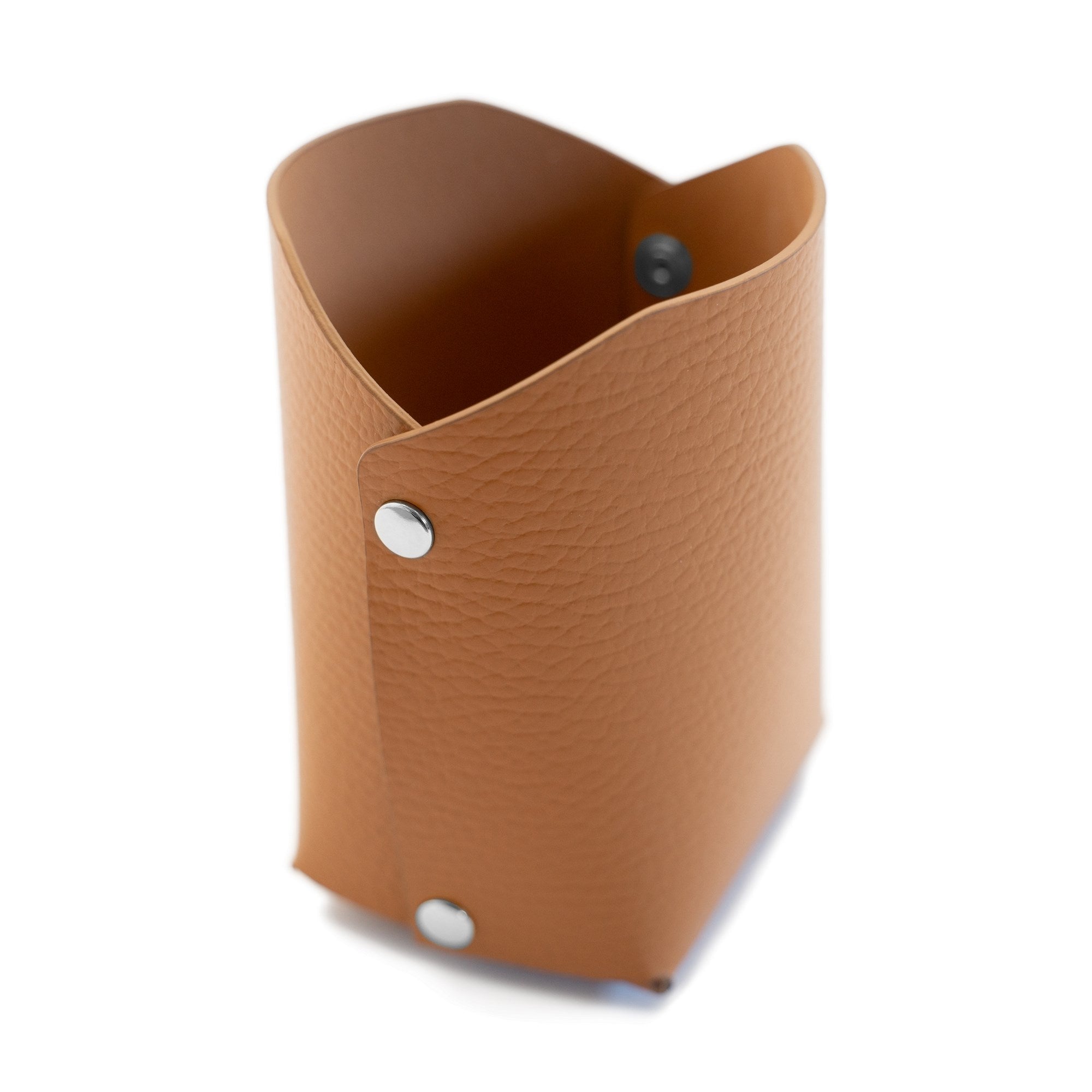 Recycled Leather Pen Pot Cognac