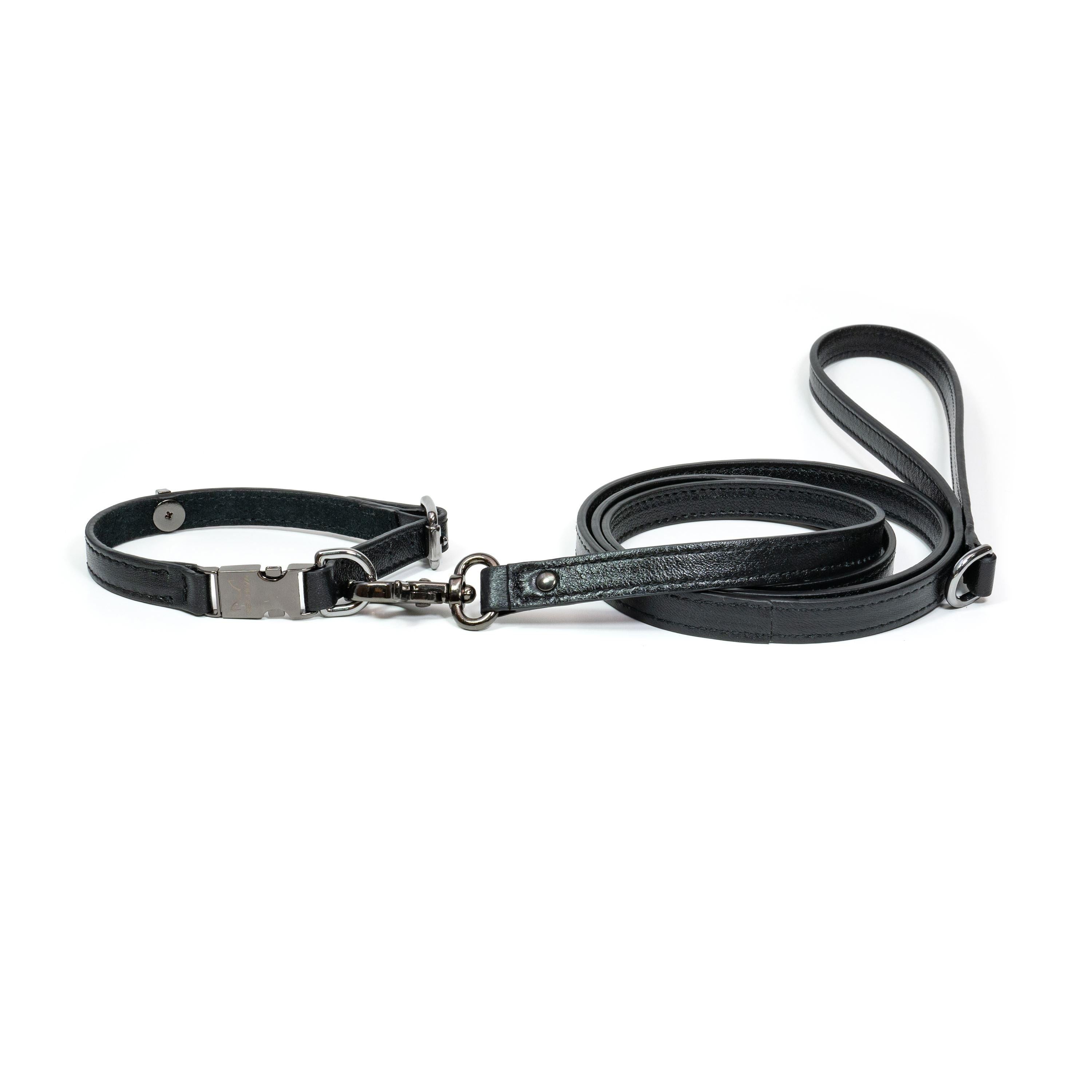 Leather Dog Leash Tino Black - Bechiva