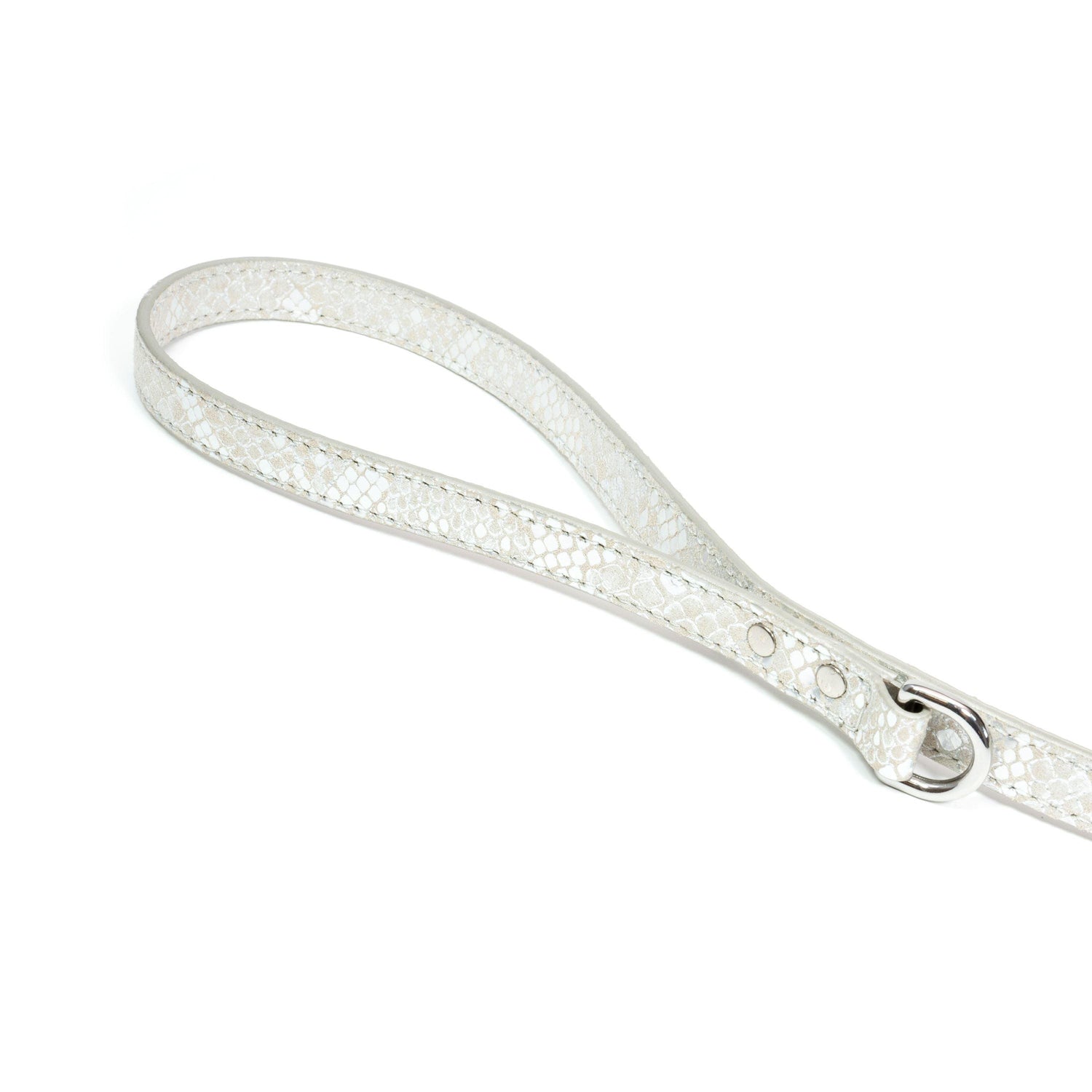 Leather Dog Leash Python Silver - Bechiva