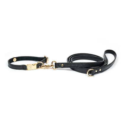 Leather Dog Leash Tino Black - Bechiva
