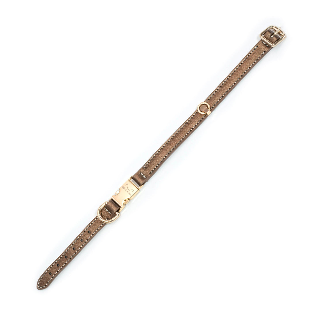 Leather Dog Collar Tino Bronze - Bechiva